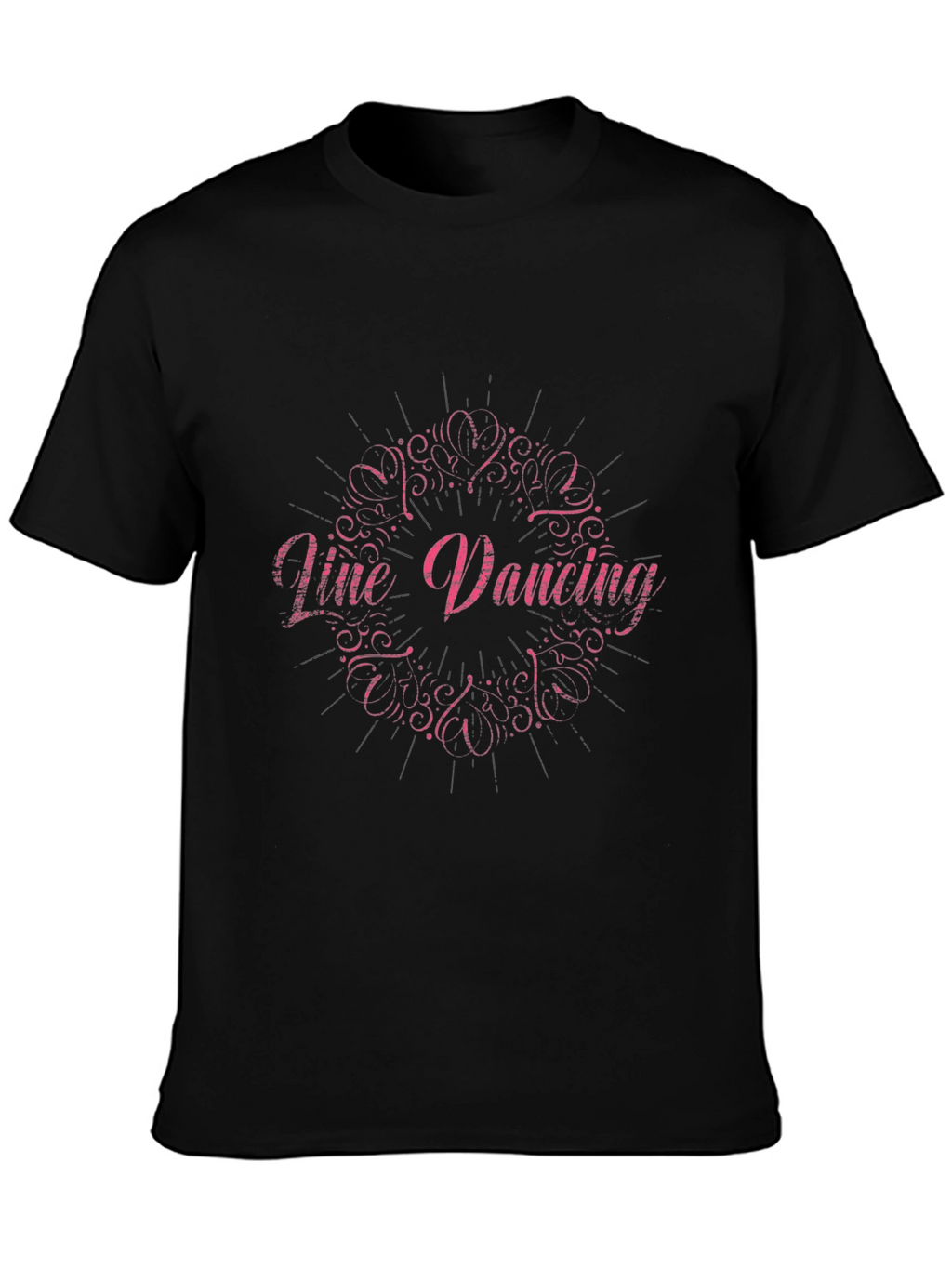 Line Dancing Graphic Tee - Black Cotton Shirt