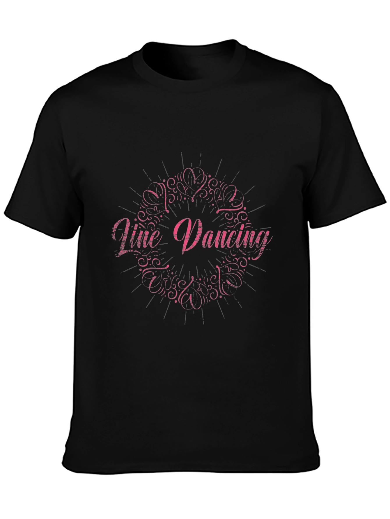 Line Dancing Graphic Tee - Black Cotton Shirt