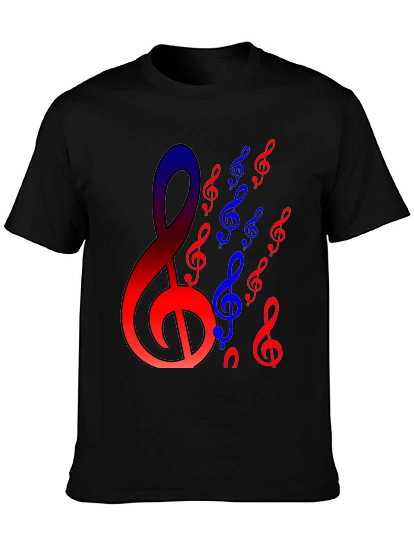 Musical Notes Graphic Black T-Shirt