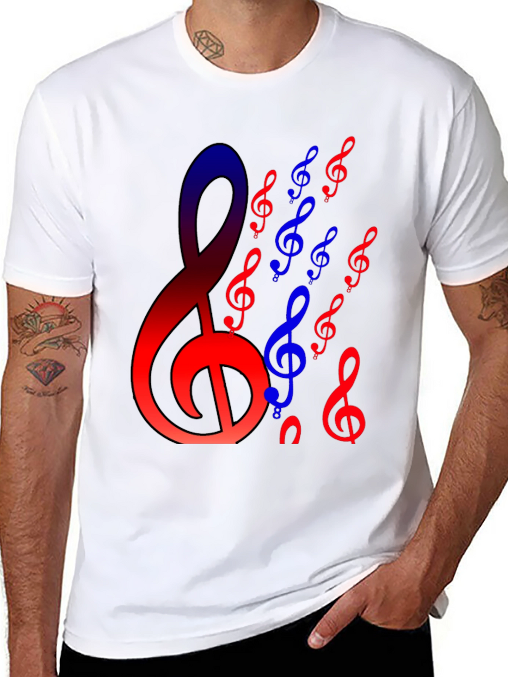 Musical Notes Graphic Black T-Shirt