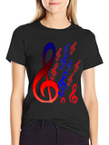 Musical Notes Graphic Black T-Shirt