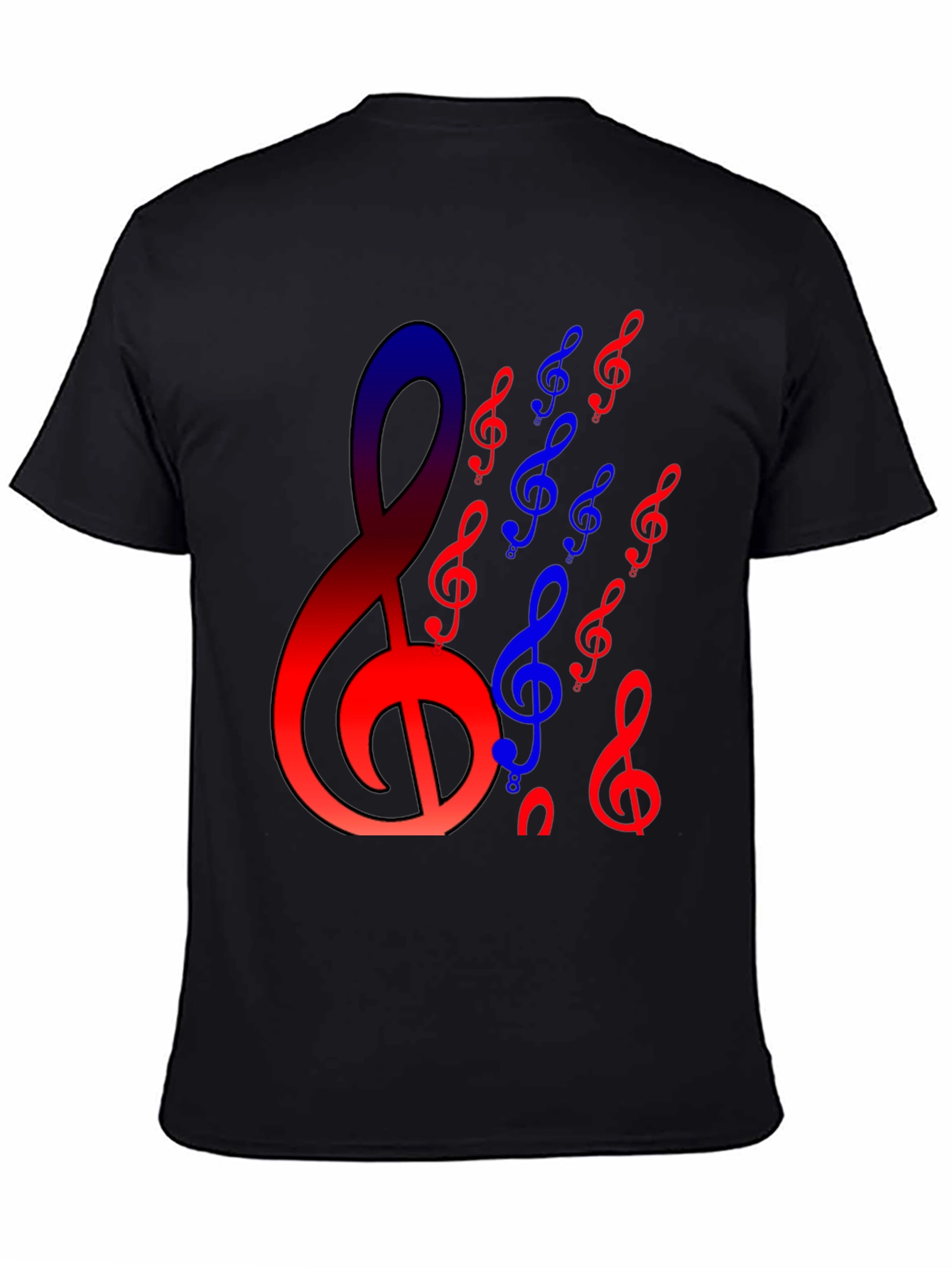 Musical Notes Graphic Black T-Shirt
