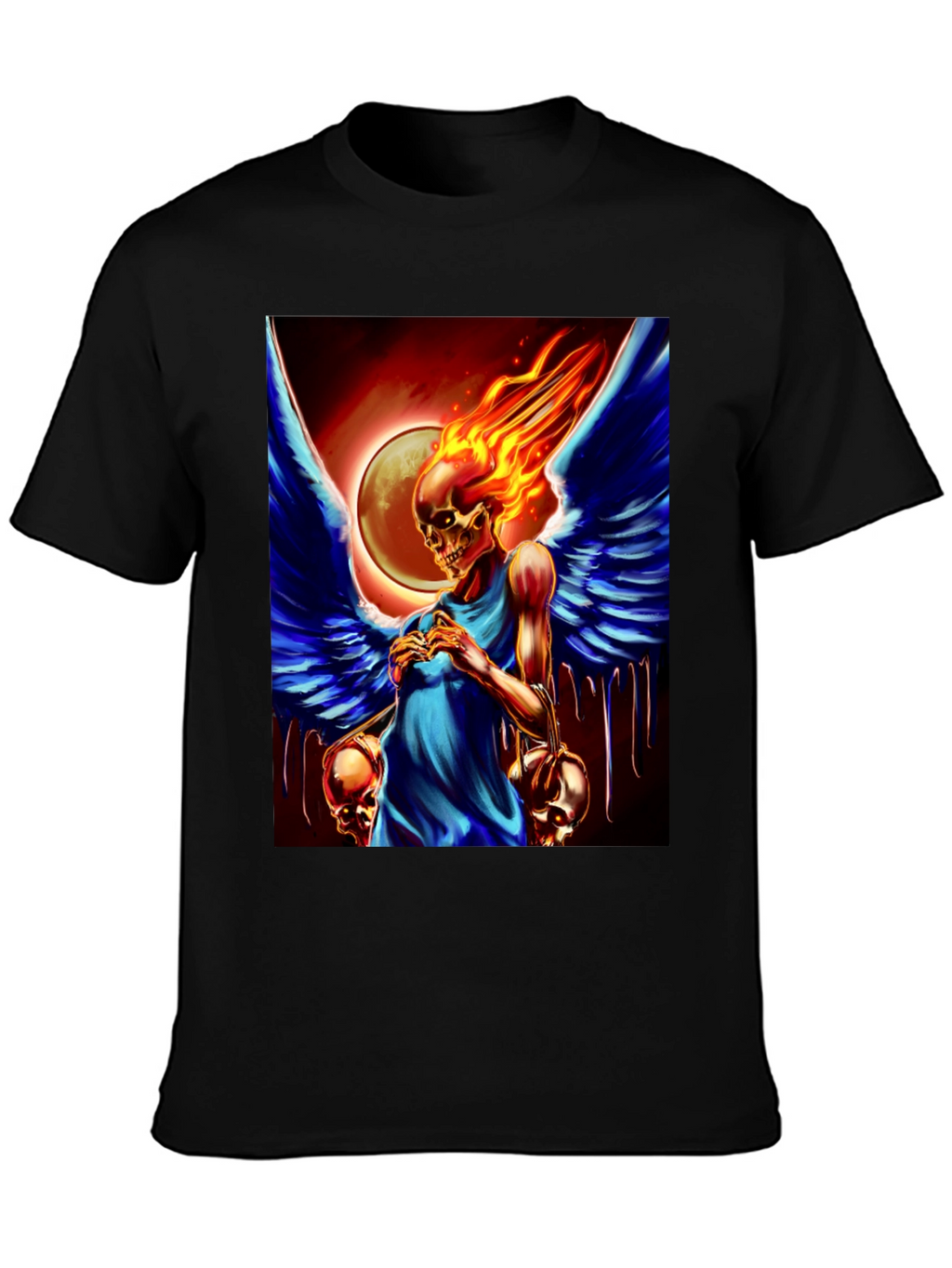 Winged Skull Fire T-Shirt - Dark Fantasy Graphic Tee