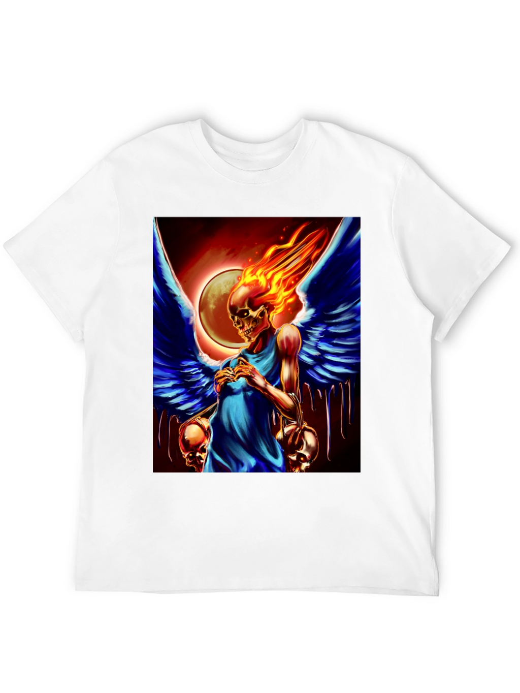 Winged Skull Fire T-Shirt - Dark Fantasy Graphic Tee