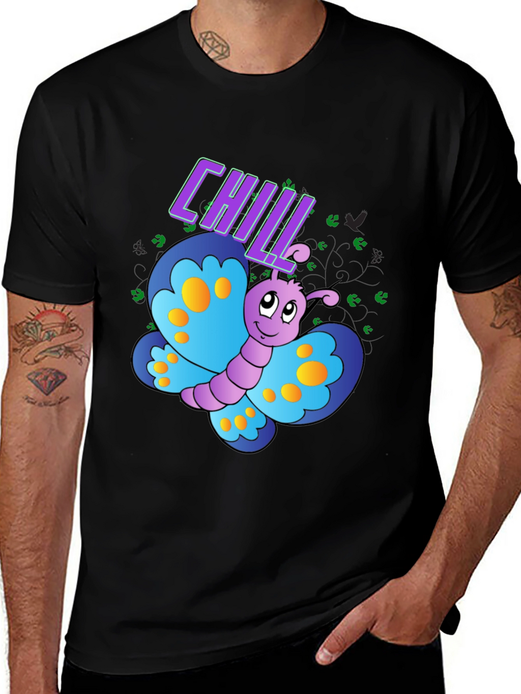 Chill Butterfly Graphic T-Shirt - Black
