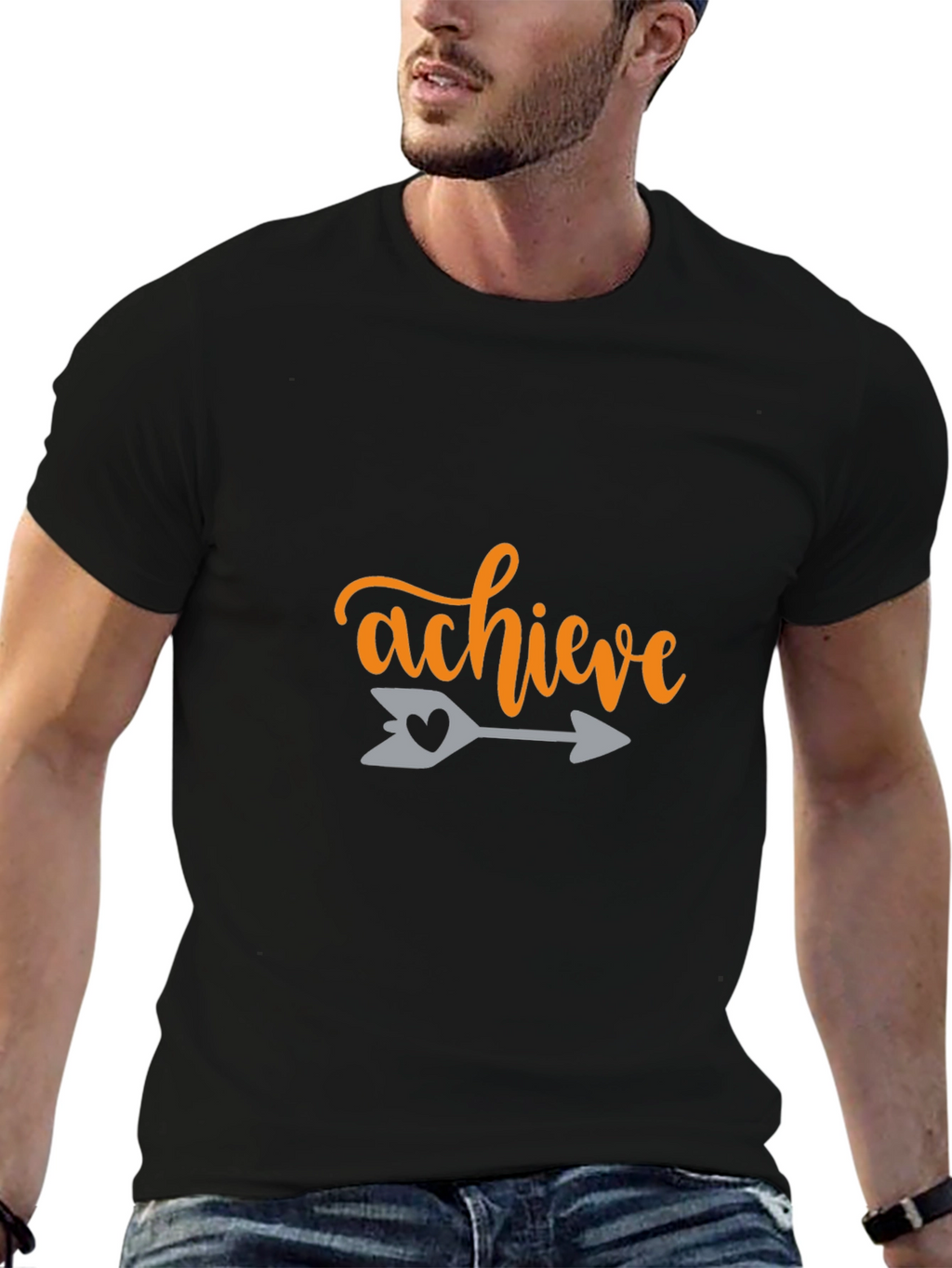 Achieve Graphic Tee - Black Cotton Blend Shirt