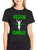 Vegan Runner T-Shirt - Green Print