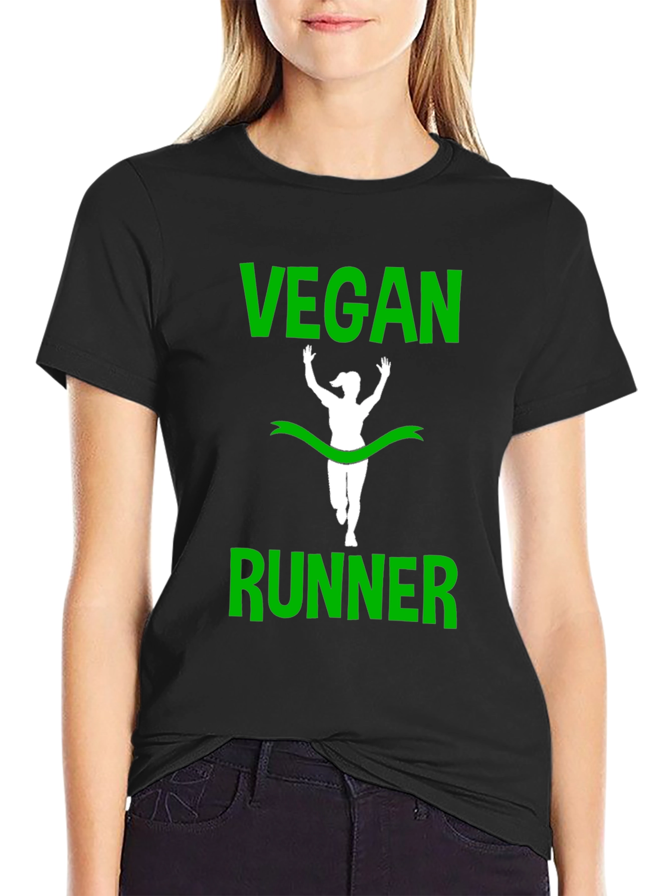 Vegan Runner T-Shirt - Green Print