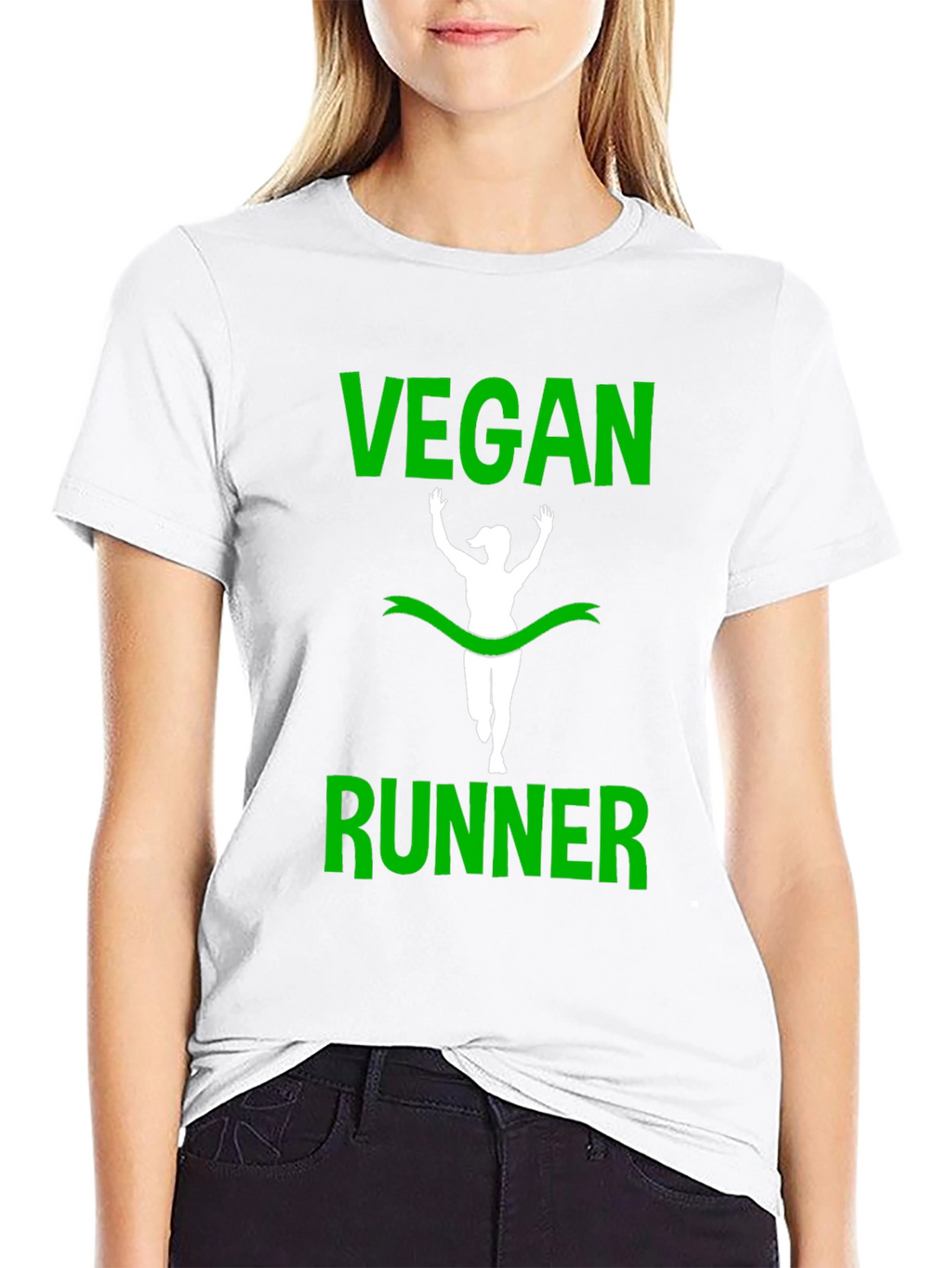 Vegan Runner T-Shirt - Green Print