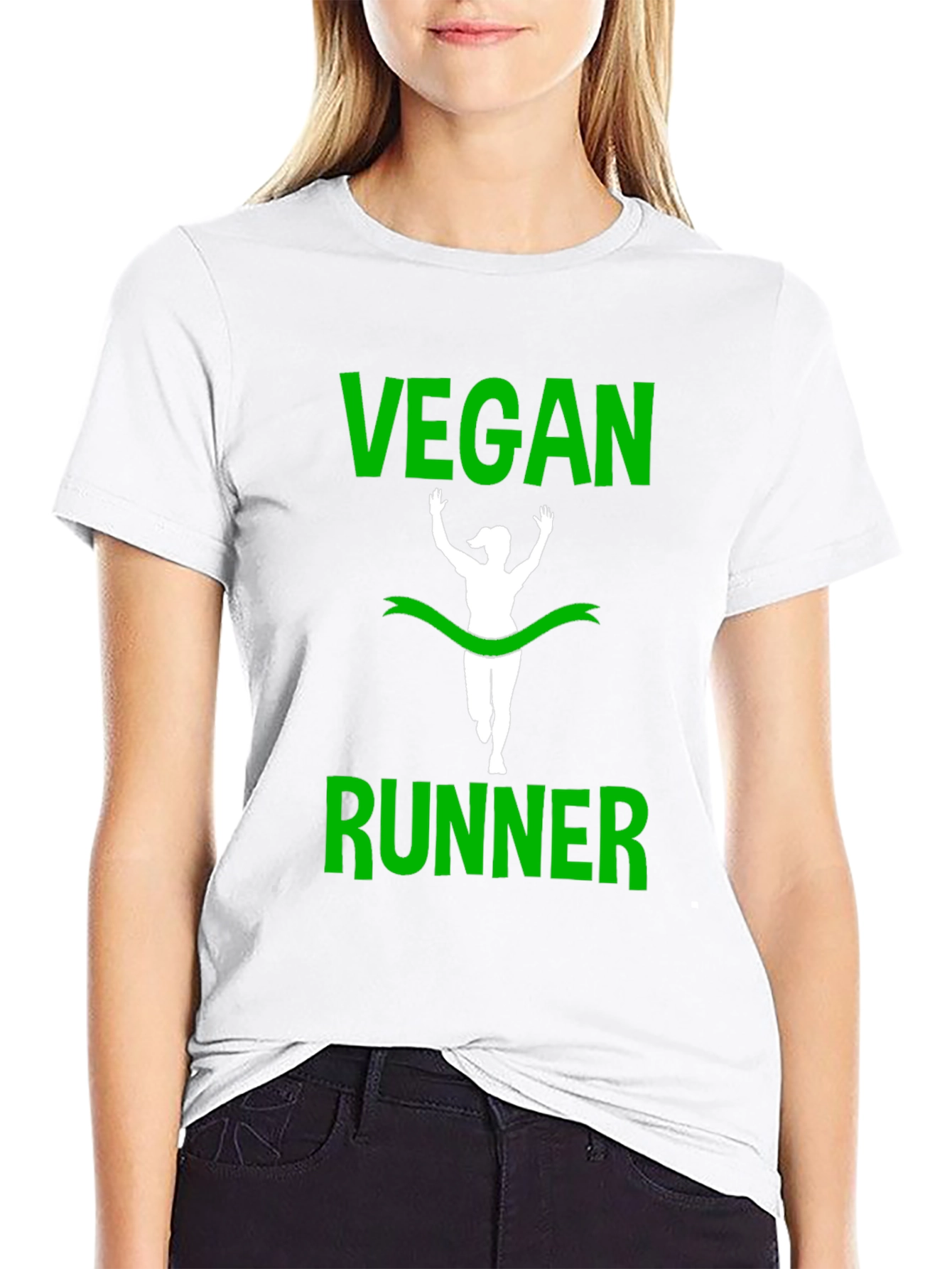 Vegan Runner T-Shirt - Green Print
