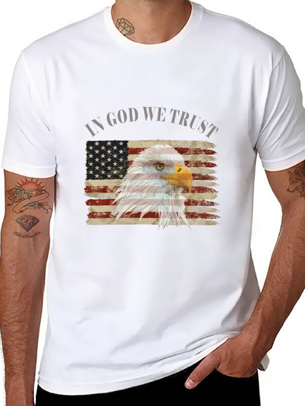 Patriotic Eagle Flag Graphic T-Shirt