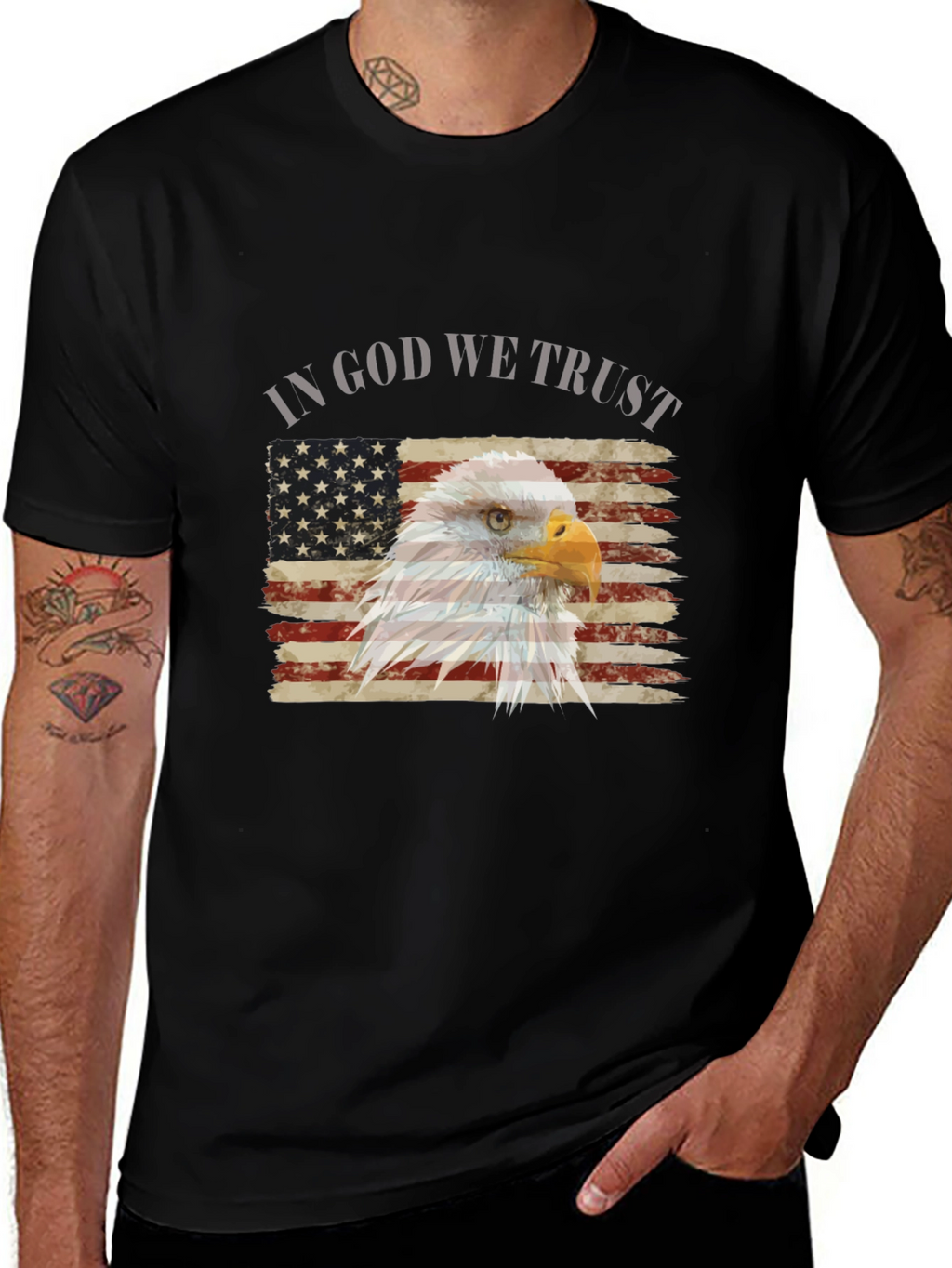 Patriotic Eagle Flag Graphic T-Shirt