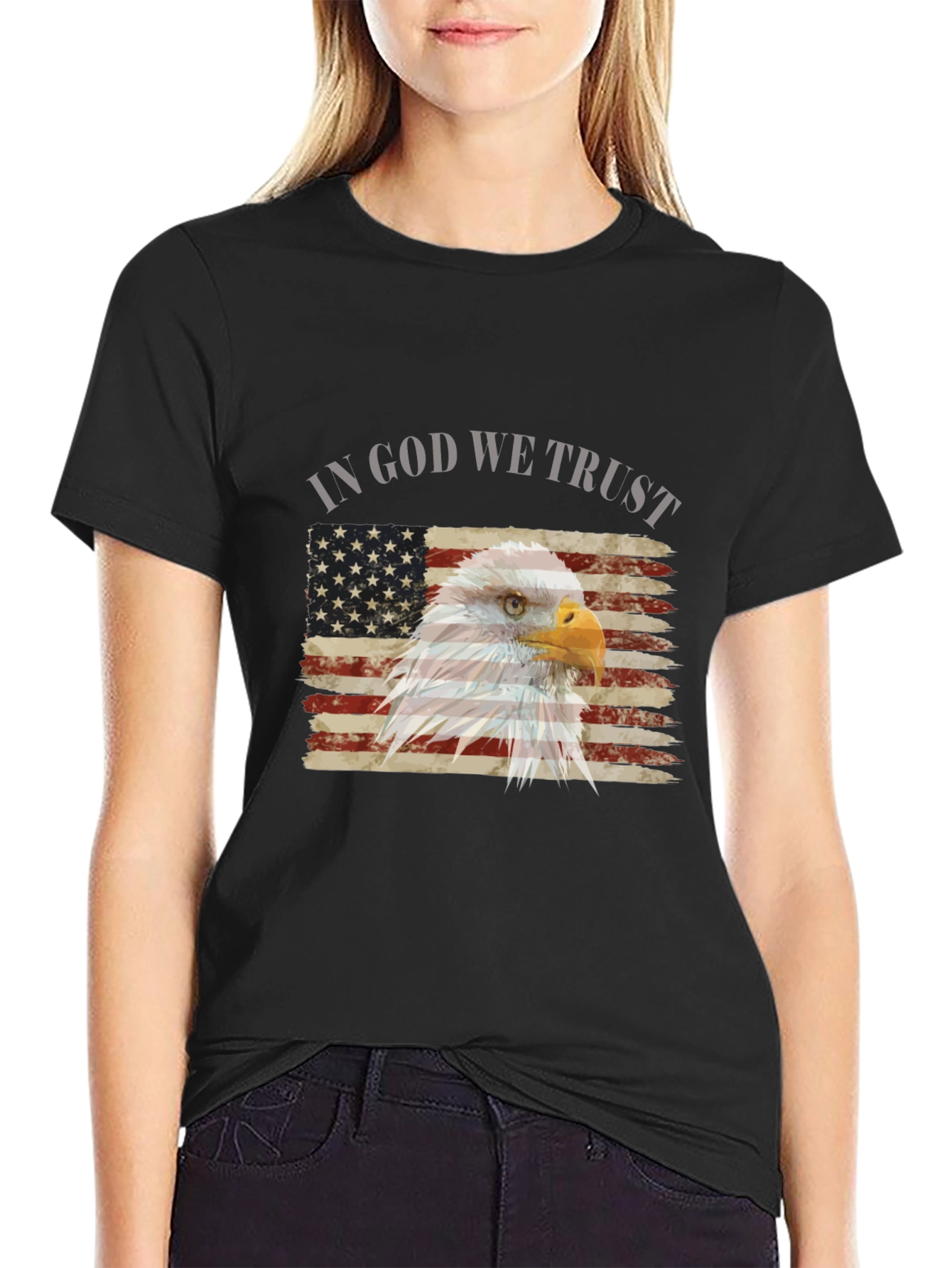 Patriotic Eagle Flag Graphic T-Shirt