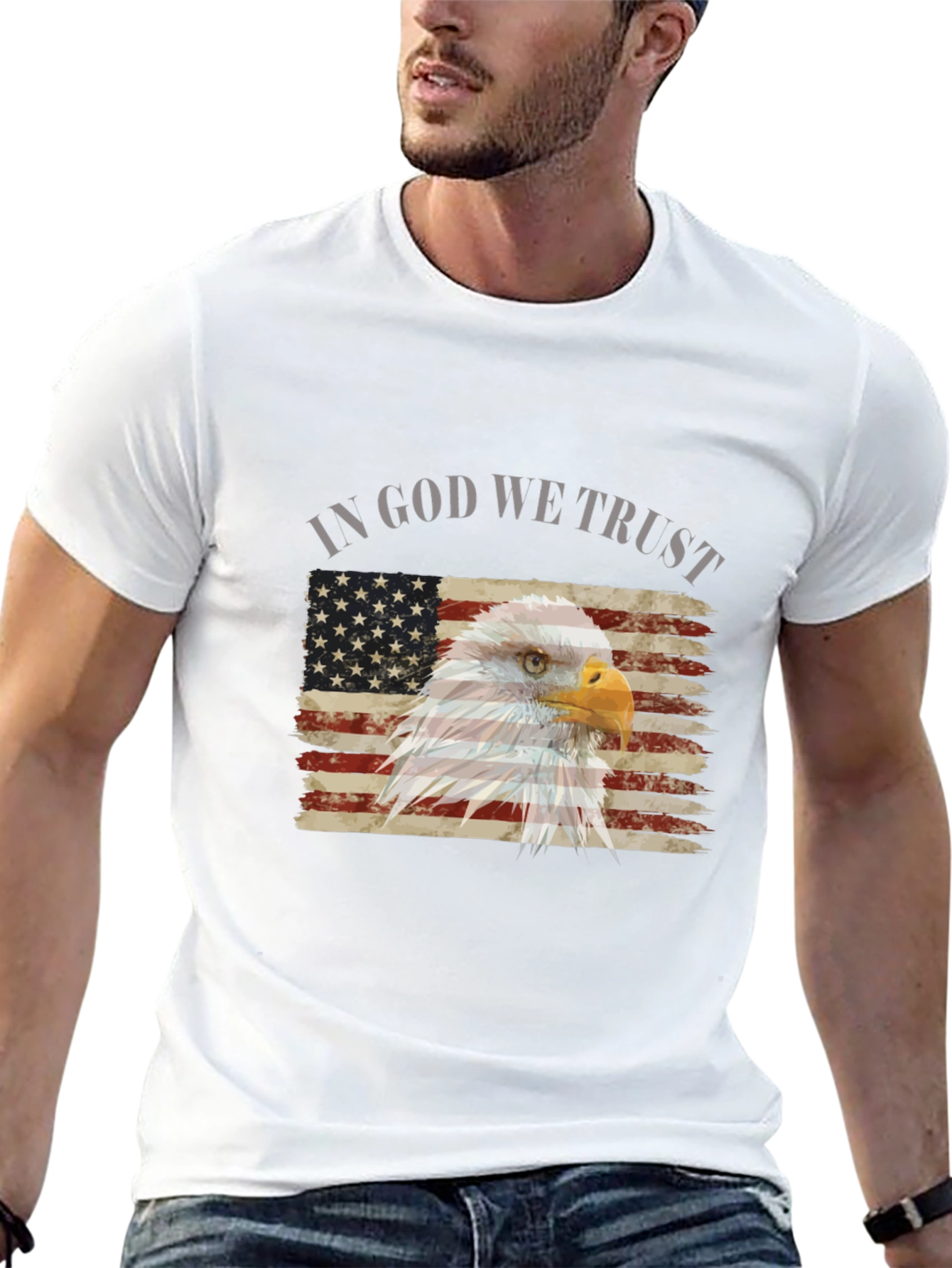Patriotic Eagle Flag Graphic T-Shirt