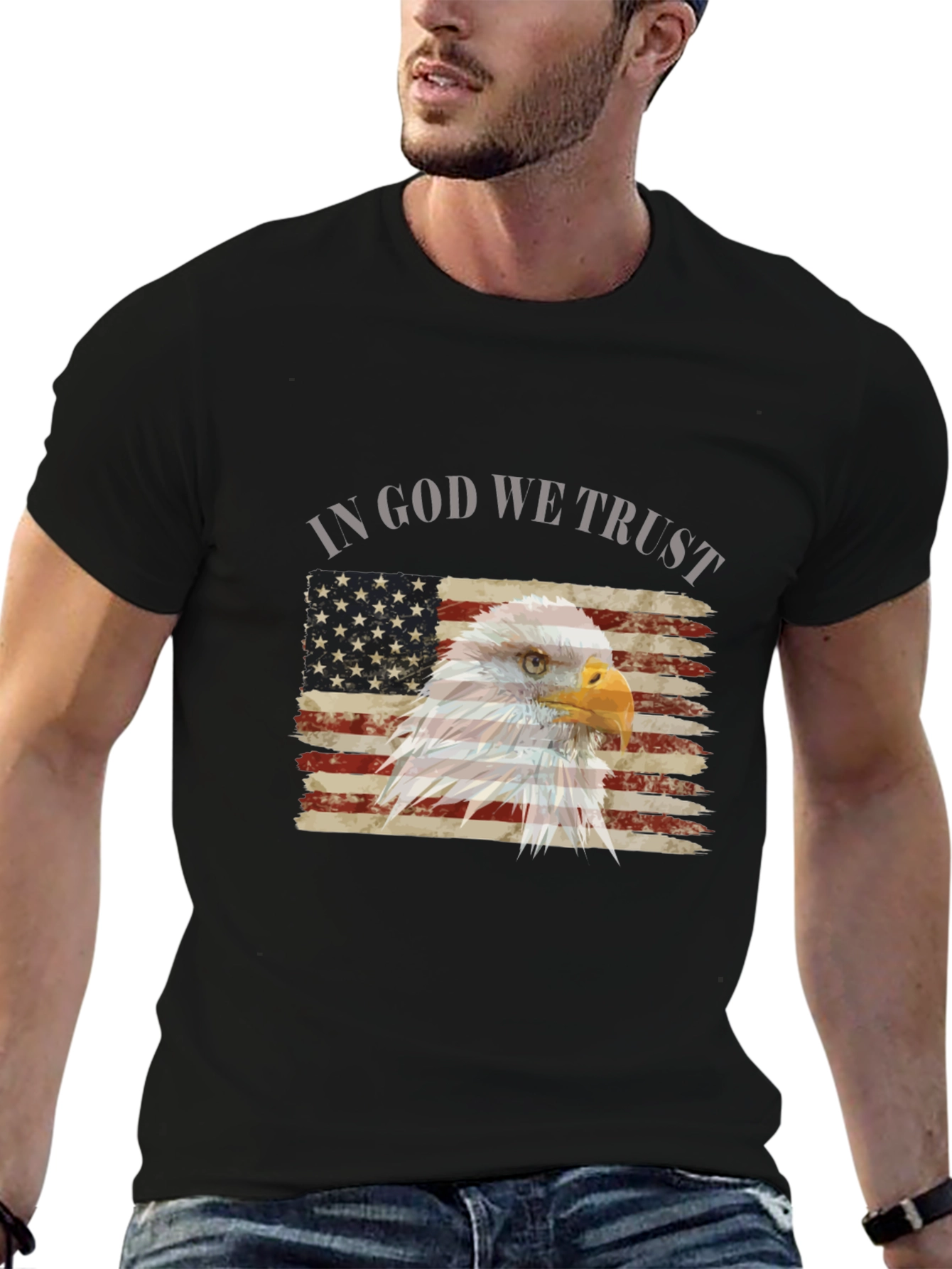 Patriotic Eagle Flag Graphic T-Shirt