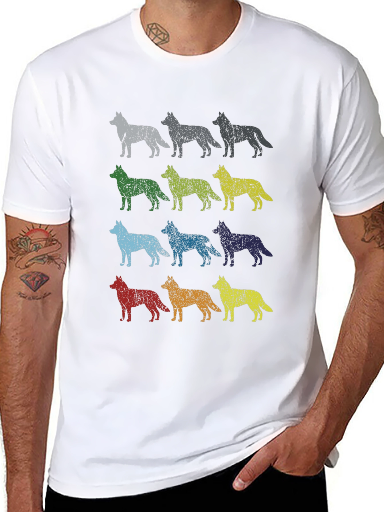 Vintage Dog Breed Print T-Shirt - Mens Black Tee