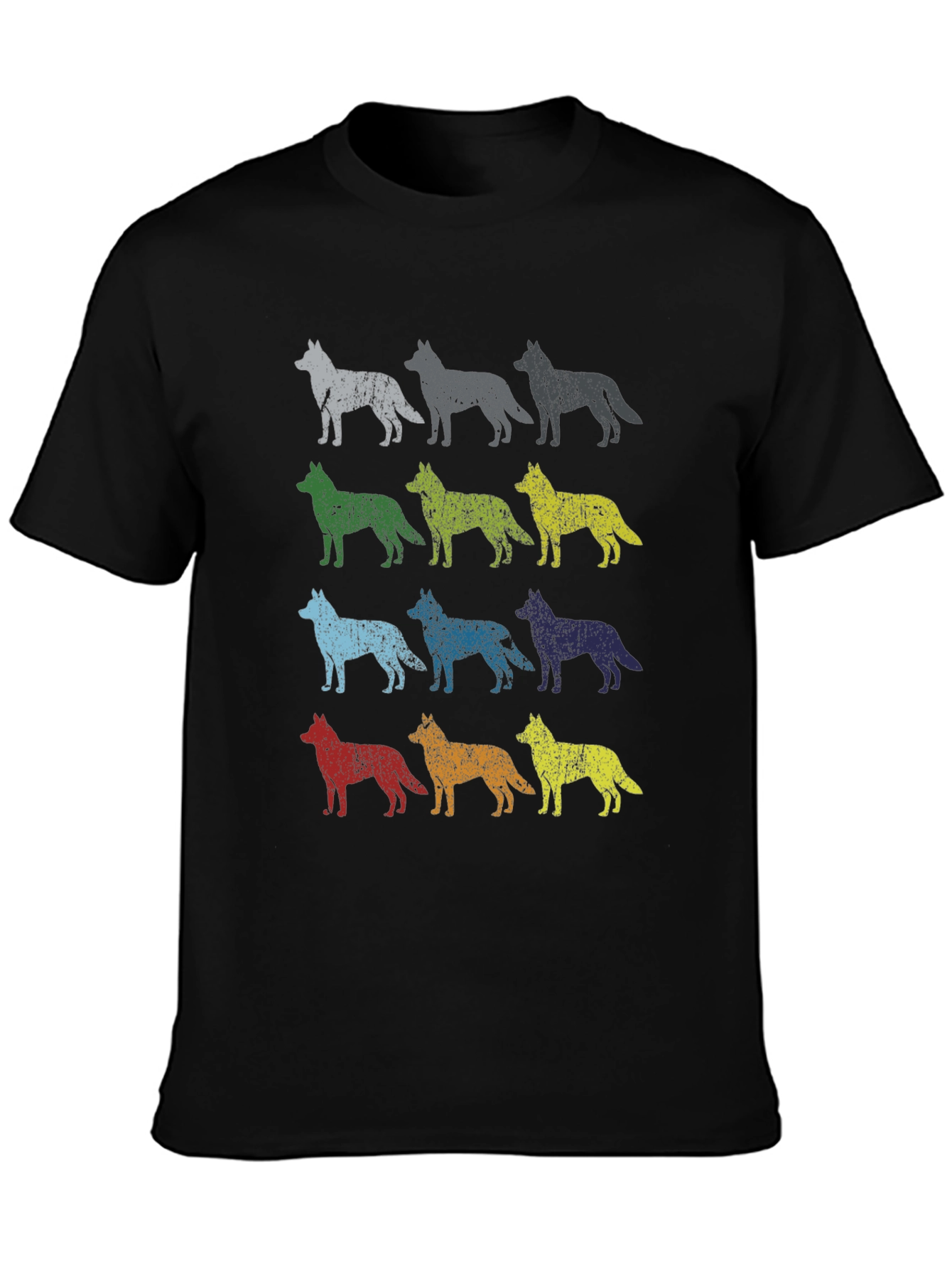 Vintage Dog Breed Print T-Shirt - Mens Black Tee
