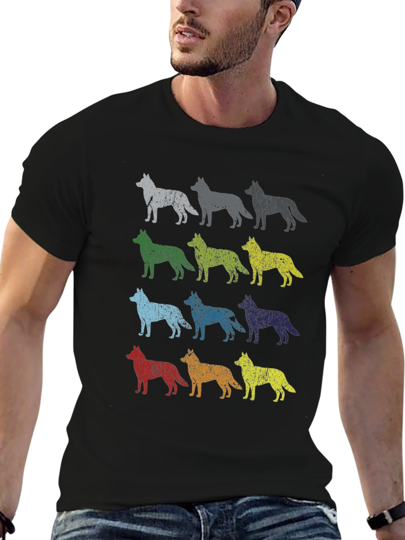 Vintage Dog Breed Print T-Shirt - Mens Black Tee