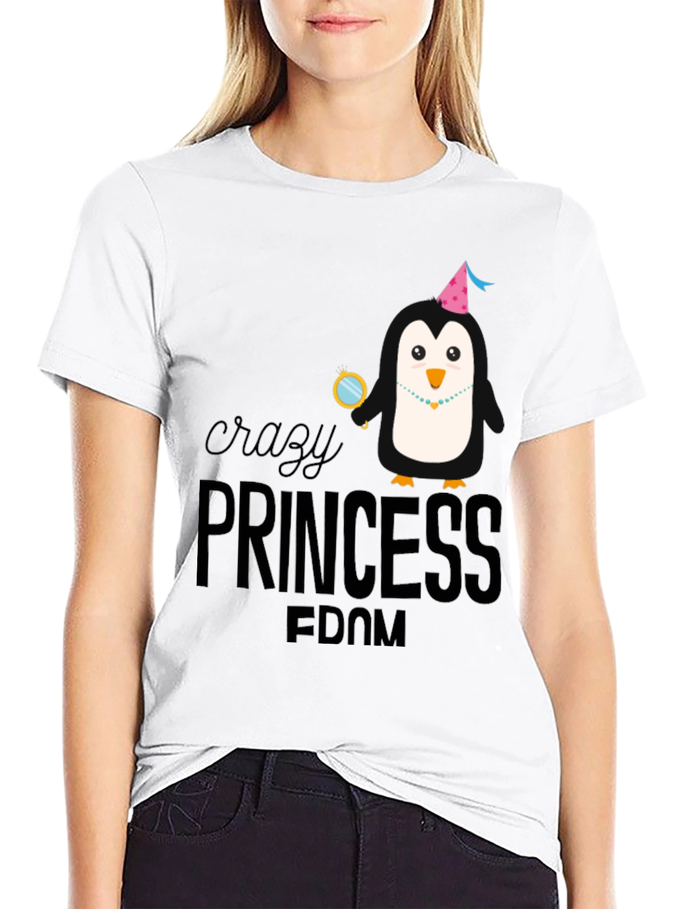 Crazy Princess Penguin T-Shirt - Fun & Stylish!
