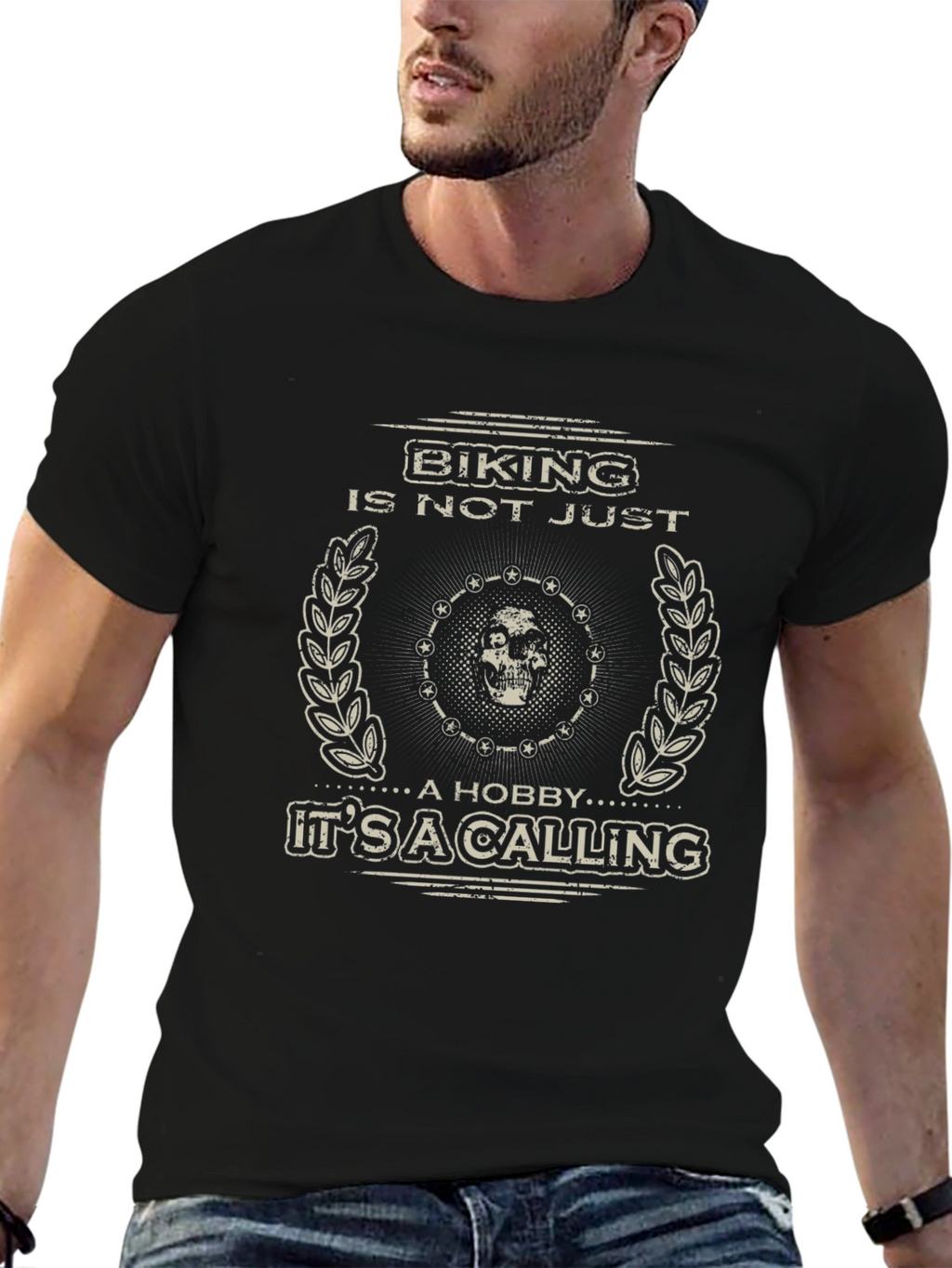 Biking Is A Calling Mens Black Graphic Tee