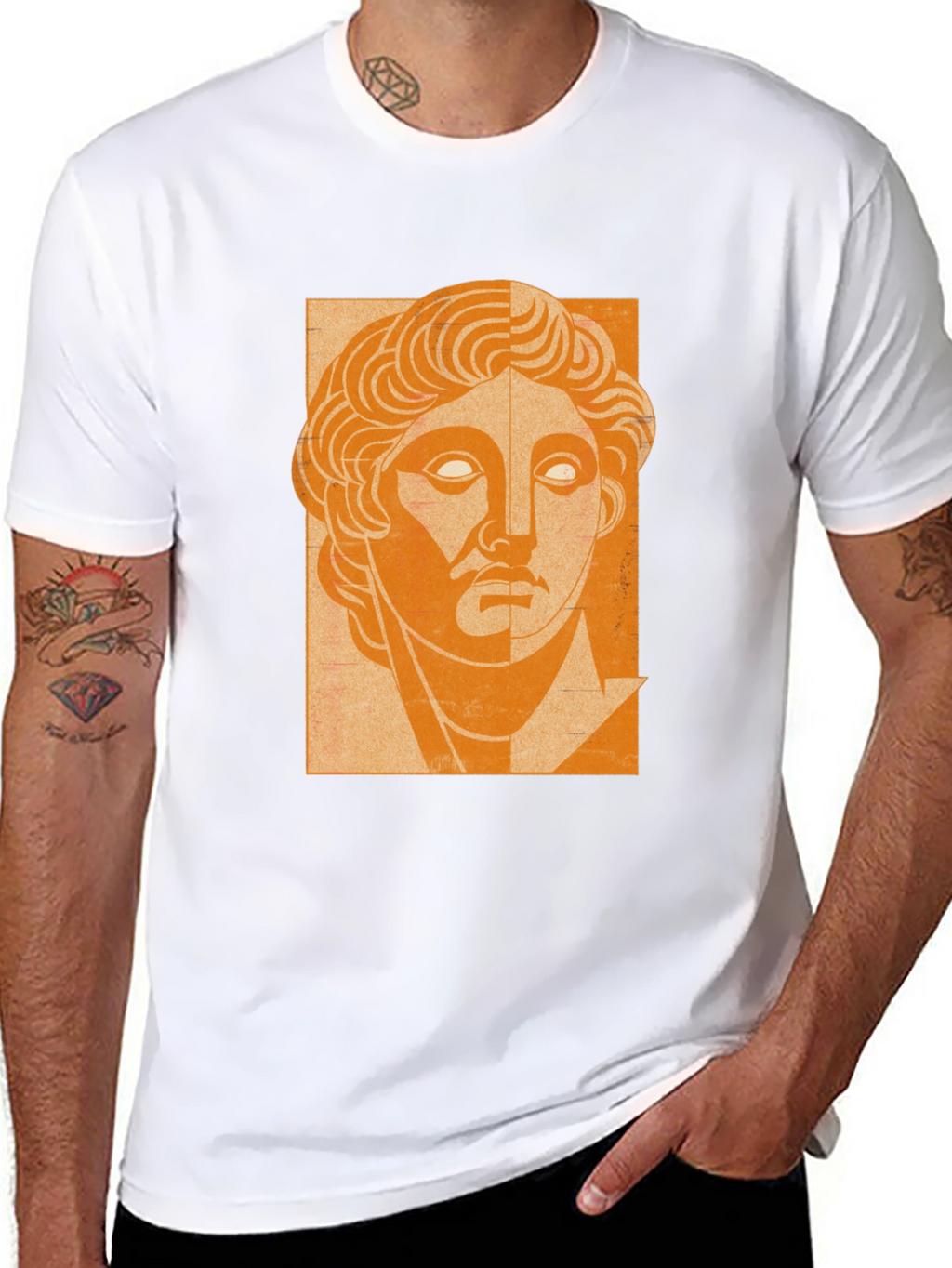 Orange Bust Graphic Black T-Shirt