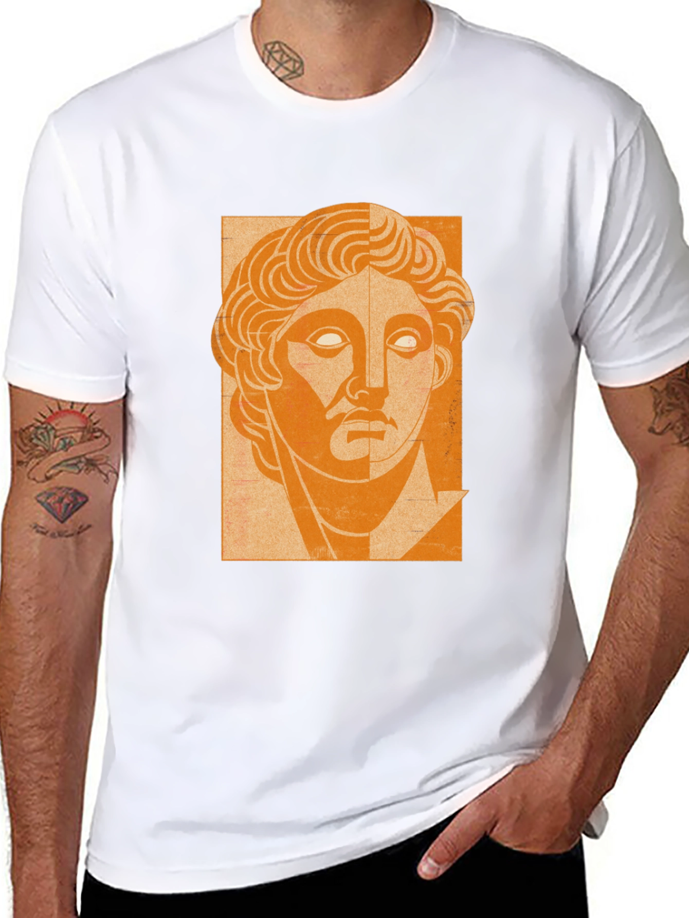 Orange Bust Graphic Black T-Shirt