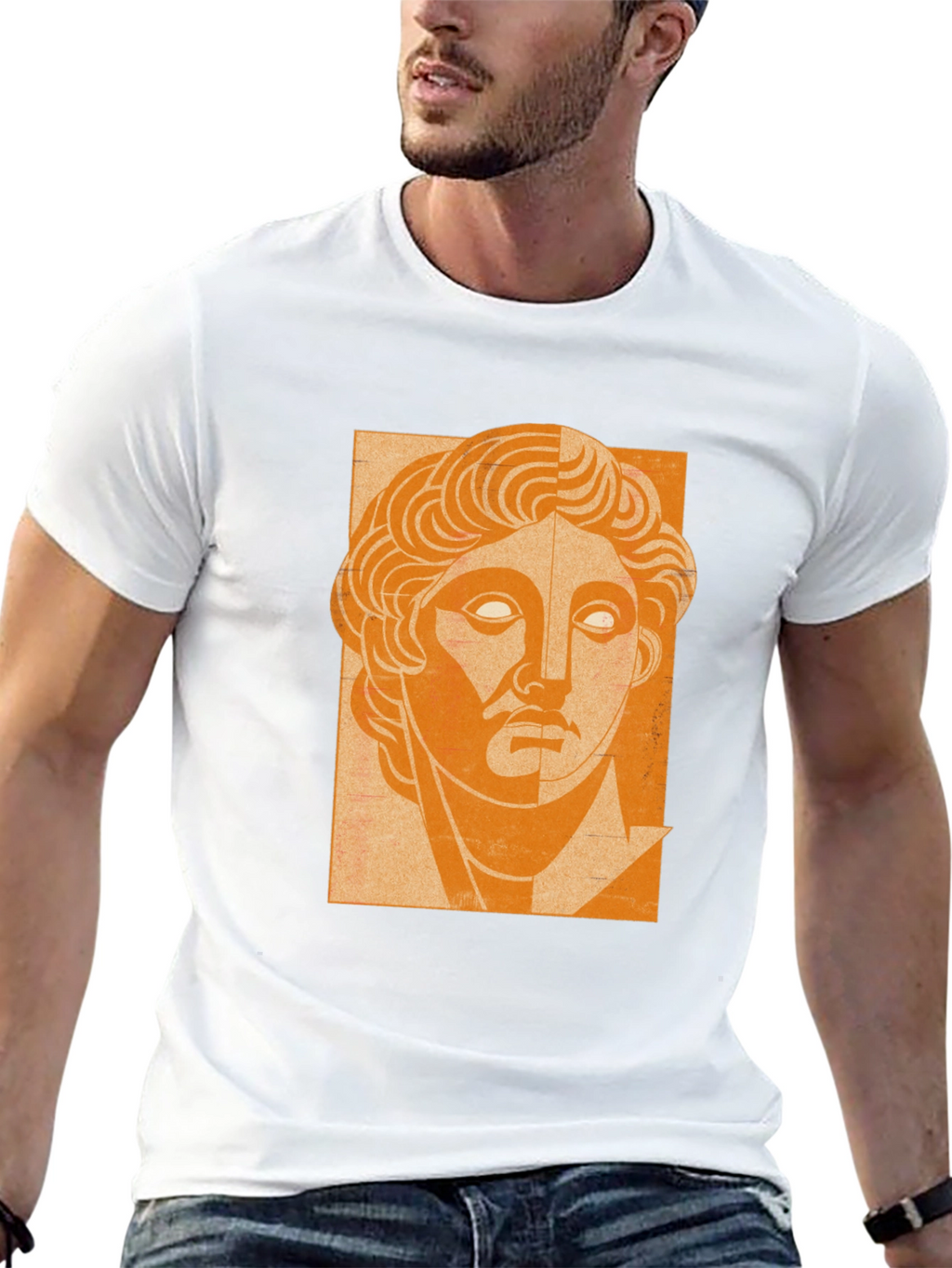 Orange Bust Graphic Black T-Shirt