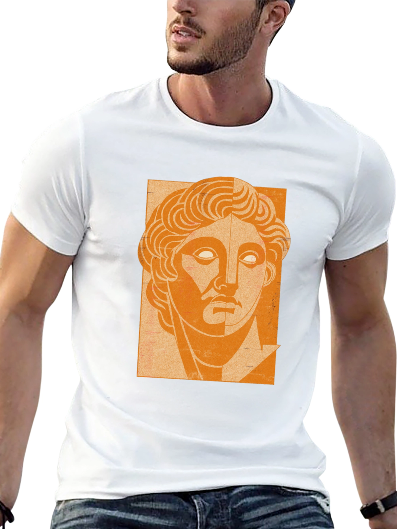 Orange Bust Graphic Black T-Shirt