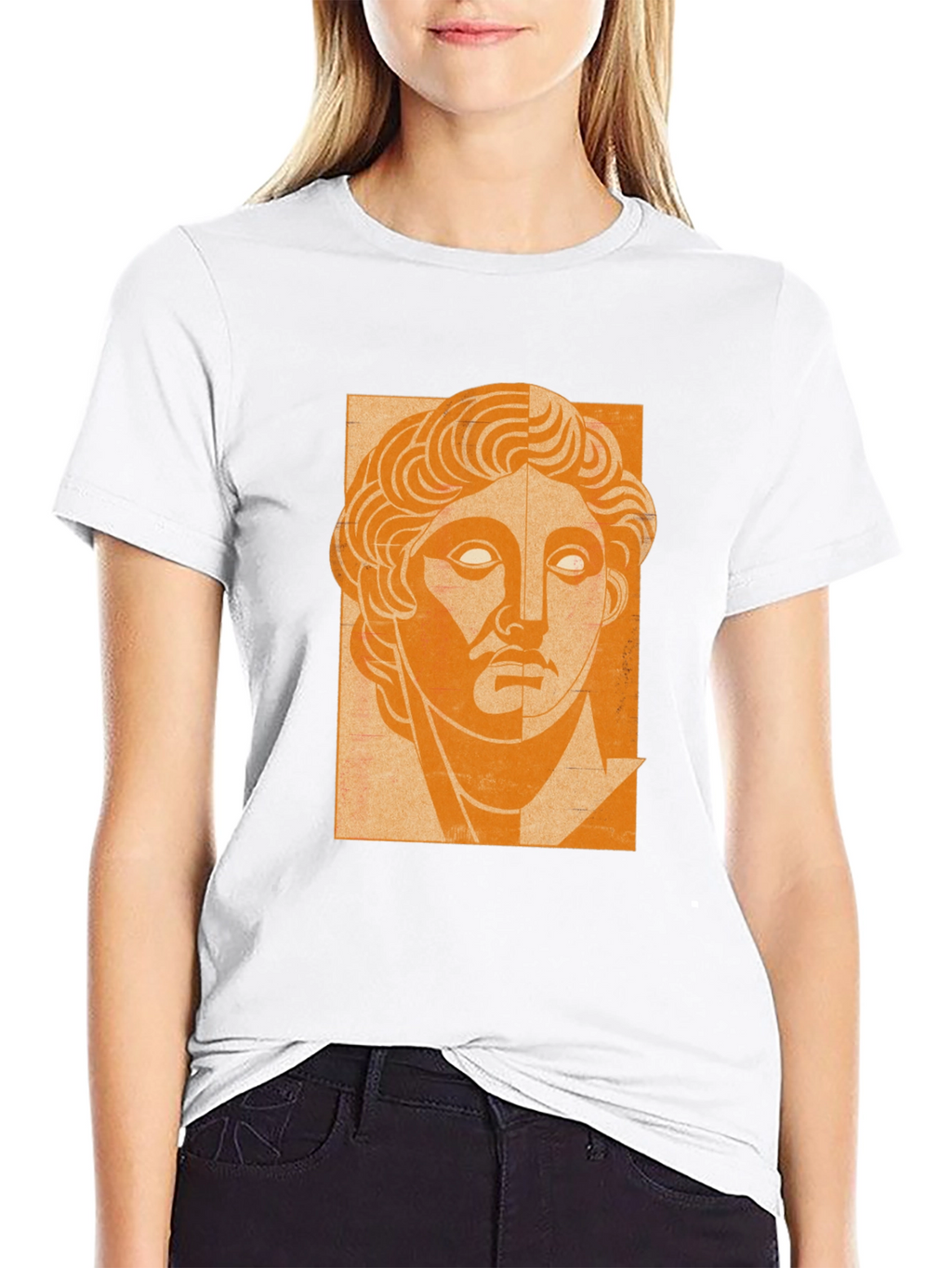 Orange Bust Graphic Black T-Shirt
