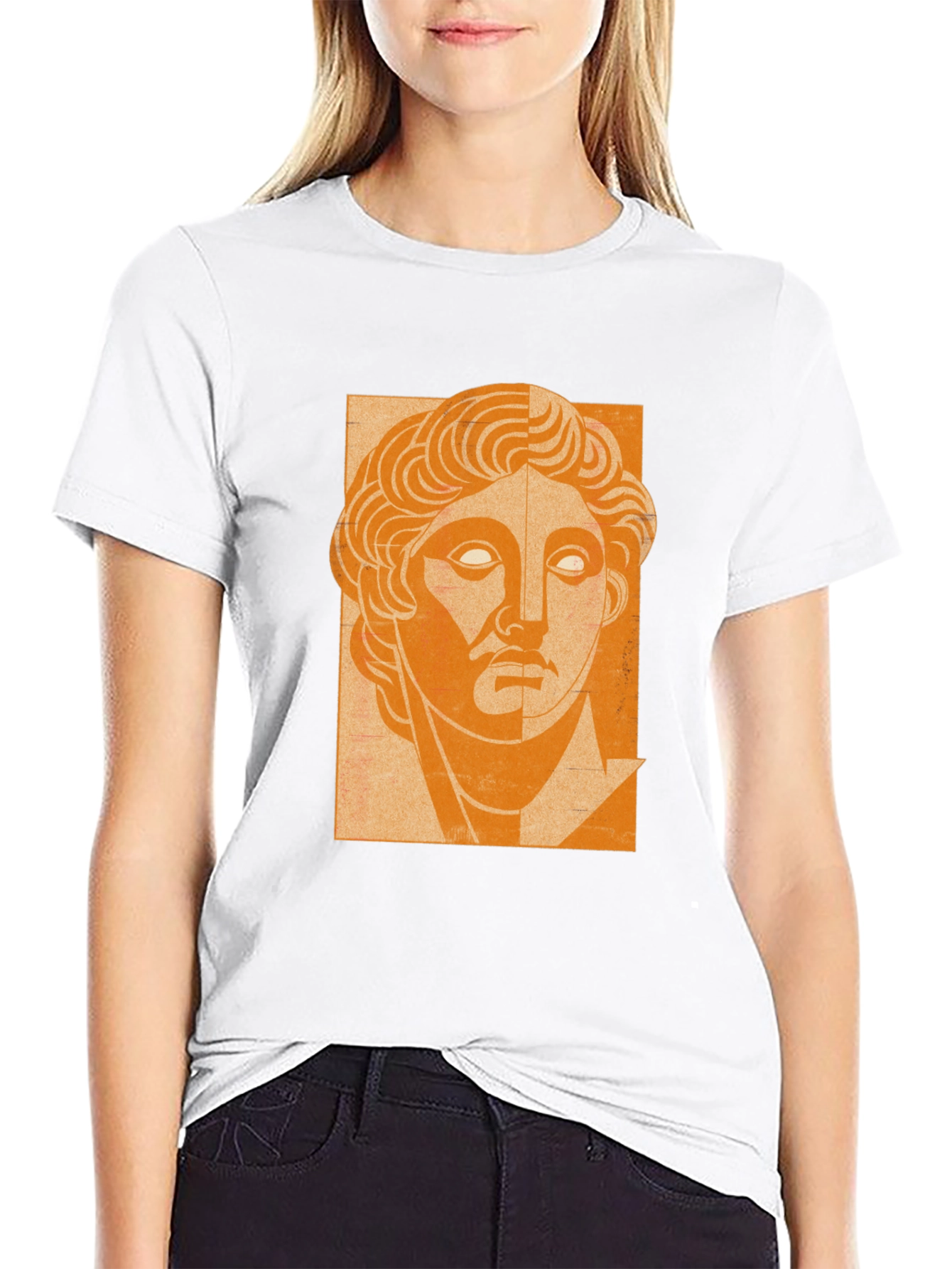 Orange Bust Graphic Black T-Shirt