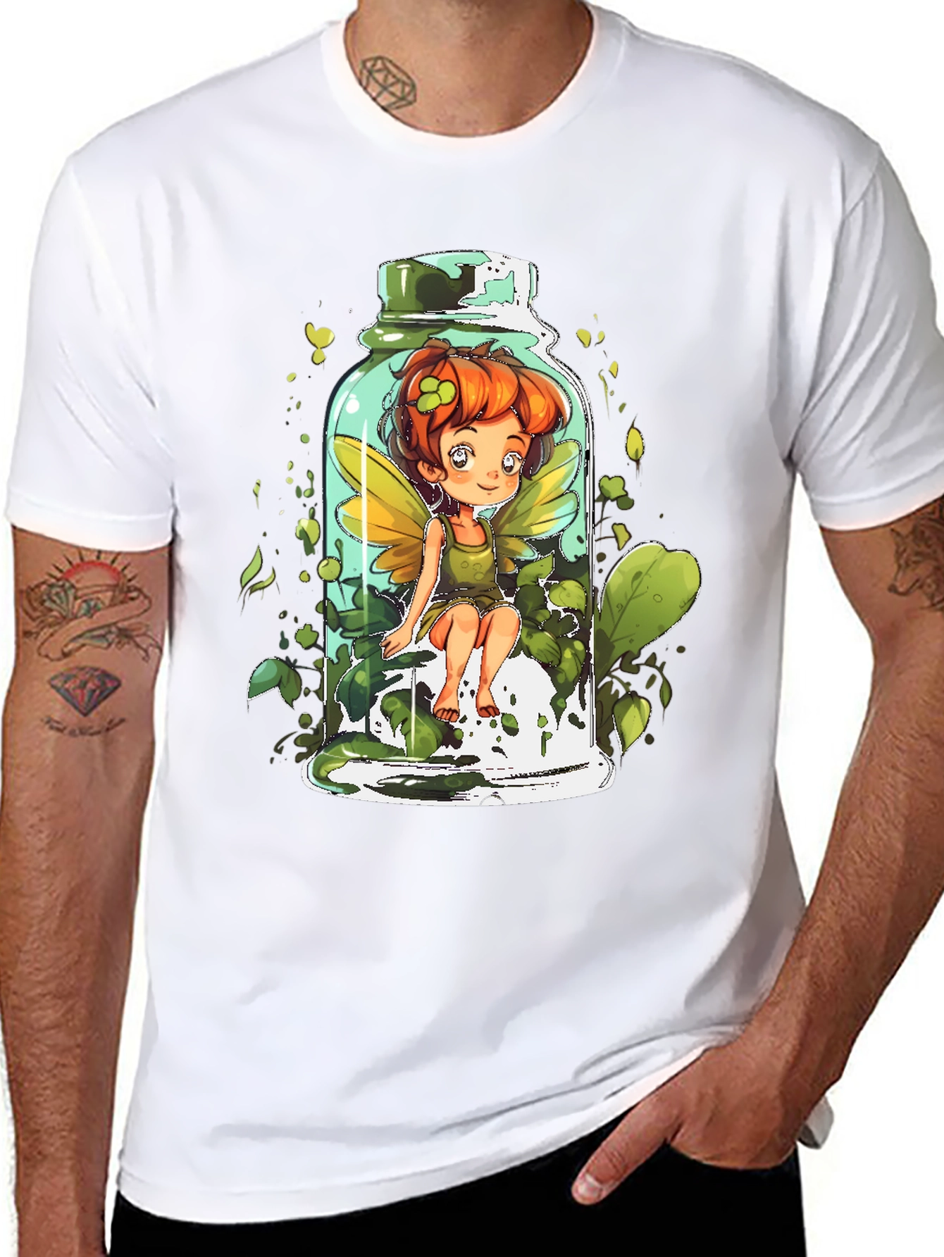 Fairy in a Jar Graphic Tee - Whimsical Black T-Shirt