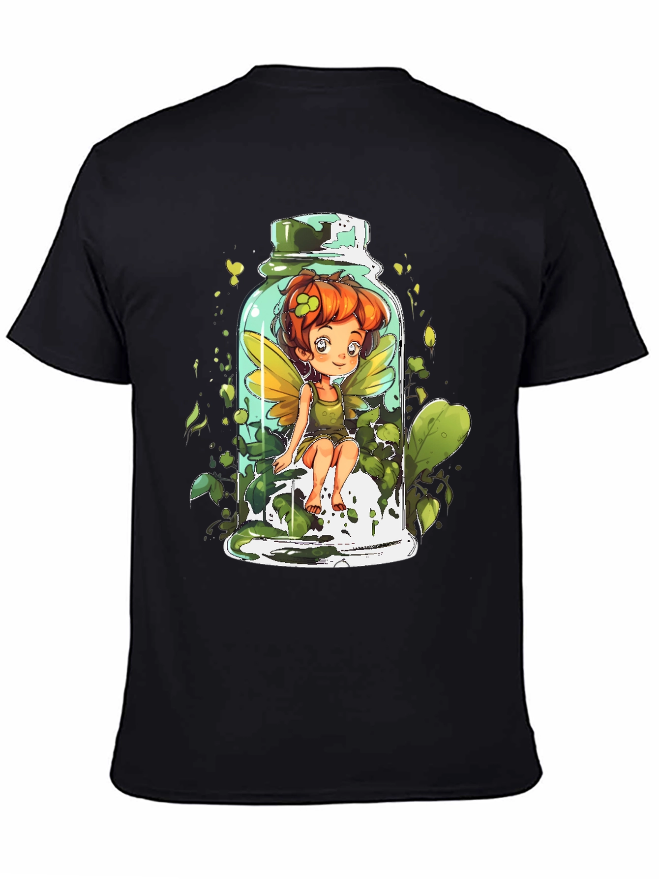 Fairy in a Jar Graphic Tee - Whimsical Black T-Shirt