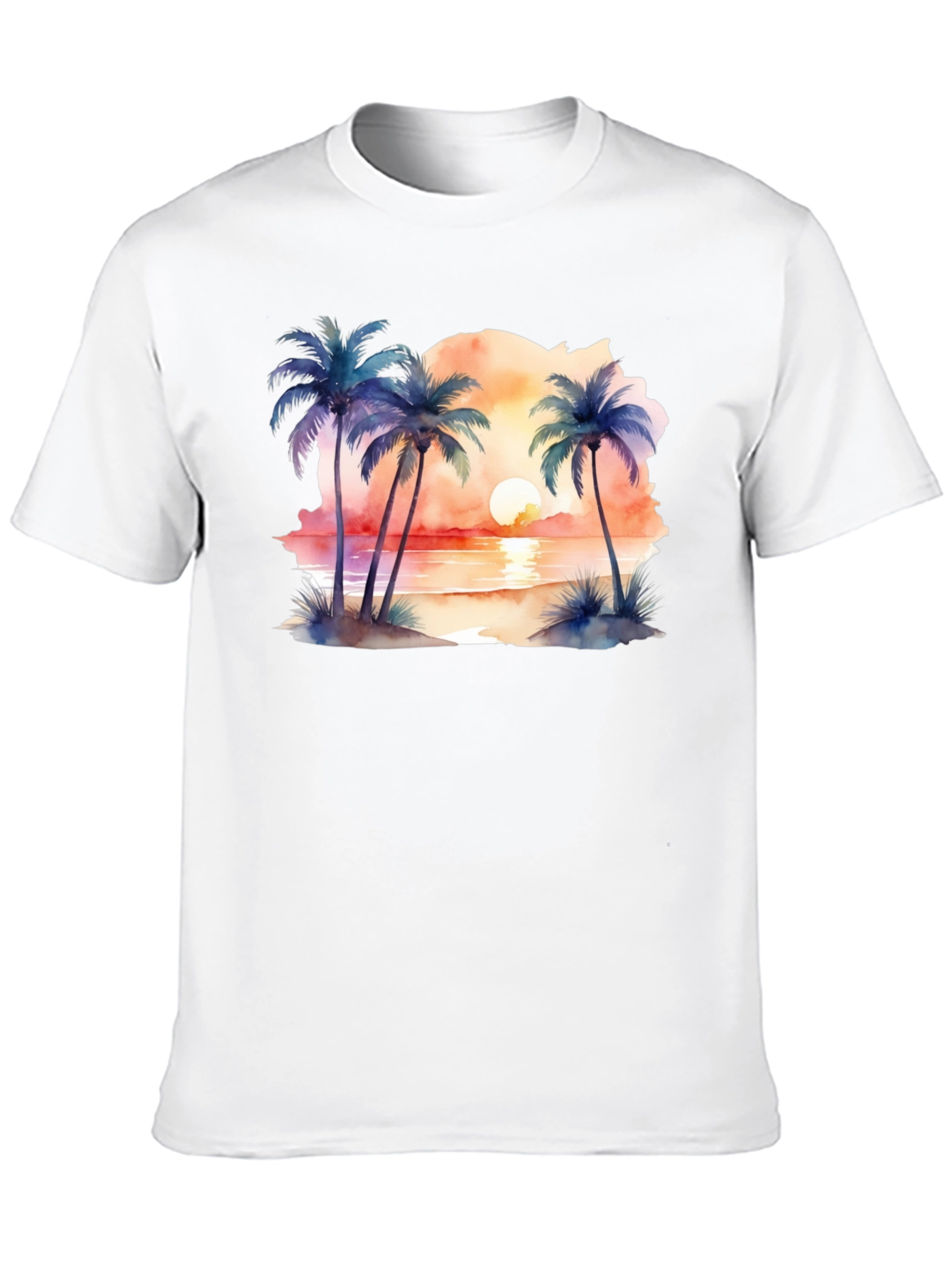 Tropical Sunset Palms Black T-Shirt