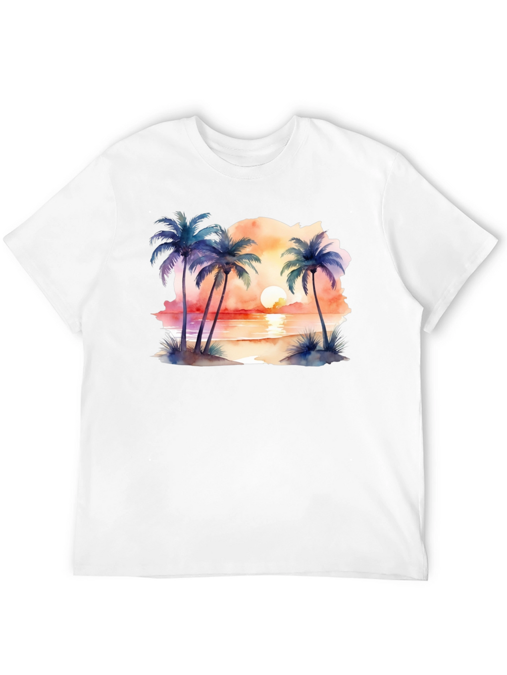 Tropical Sunset Palms Black T-Shirt