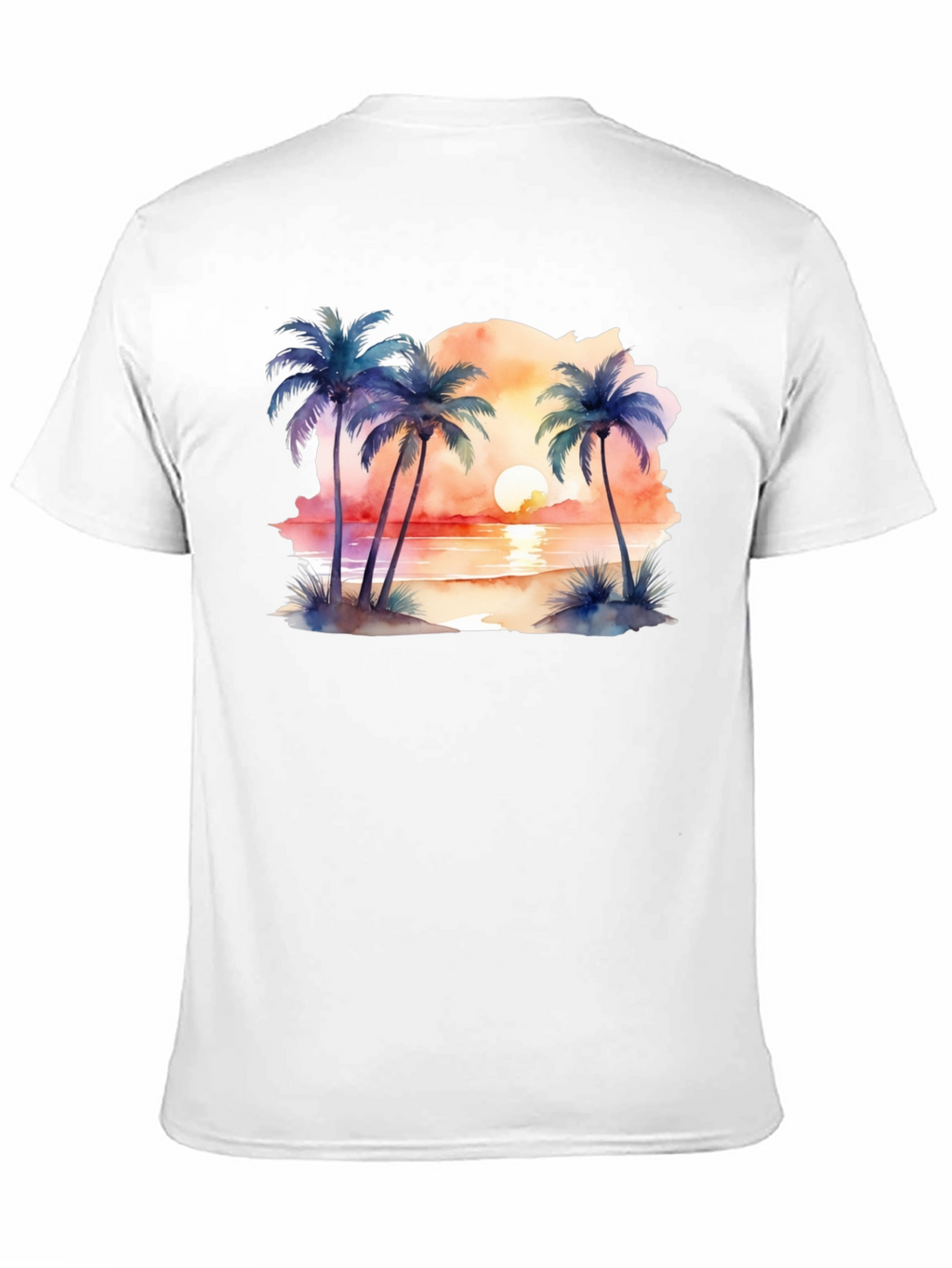 Tropical Sunset Palms Black T-Shirt