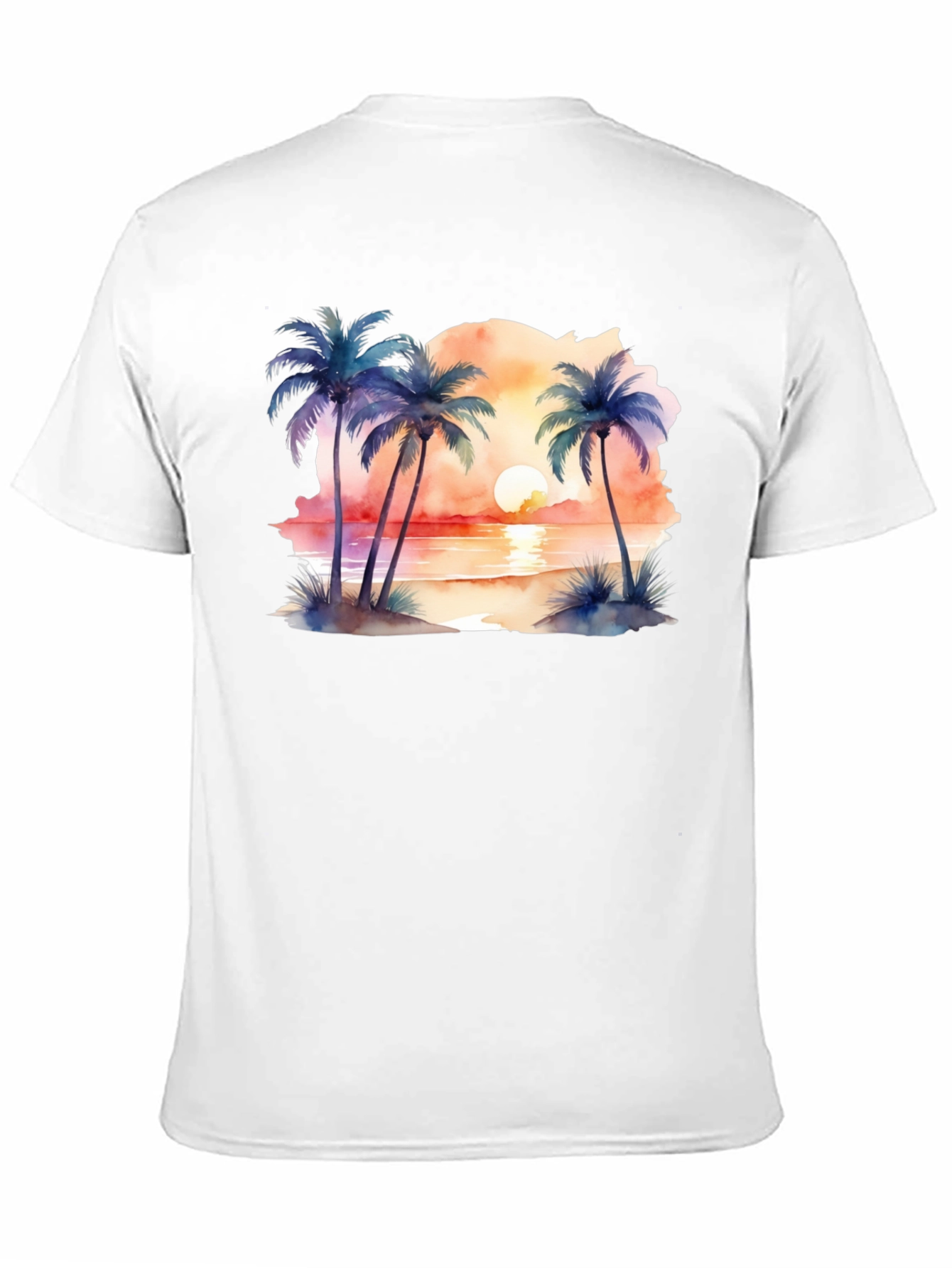 Tropical Sunset Palms Black T-Shirt