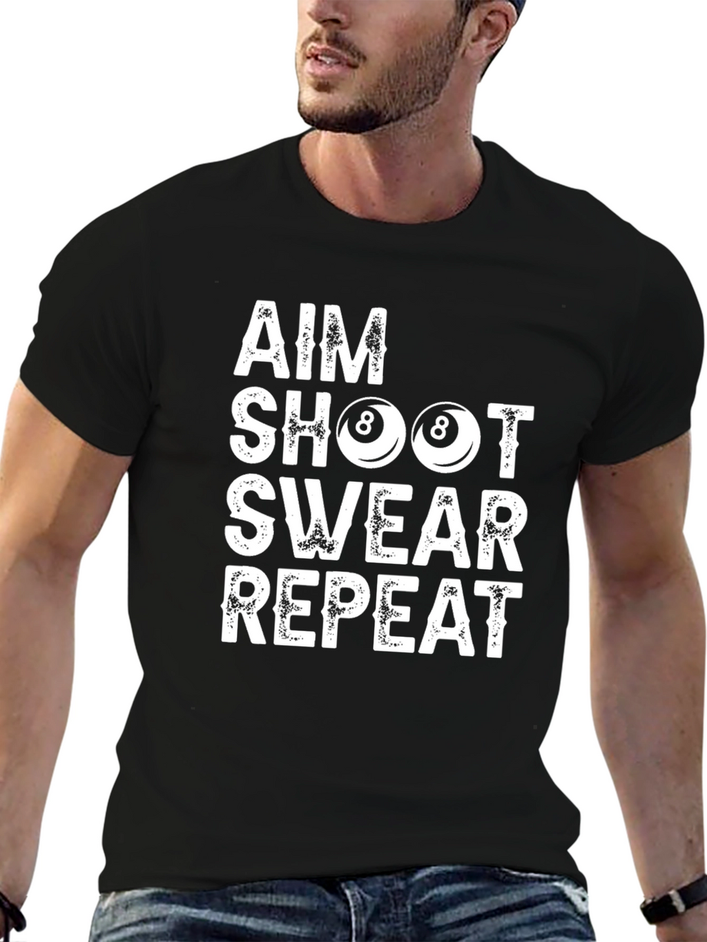 Aim Shoot Swear Repeat Billiards T-Shirt