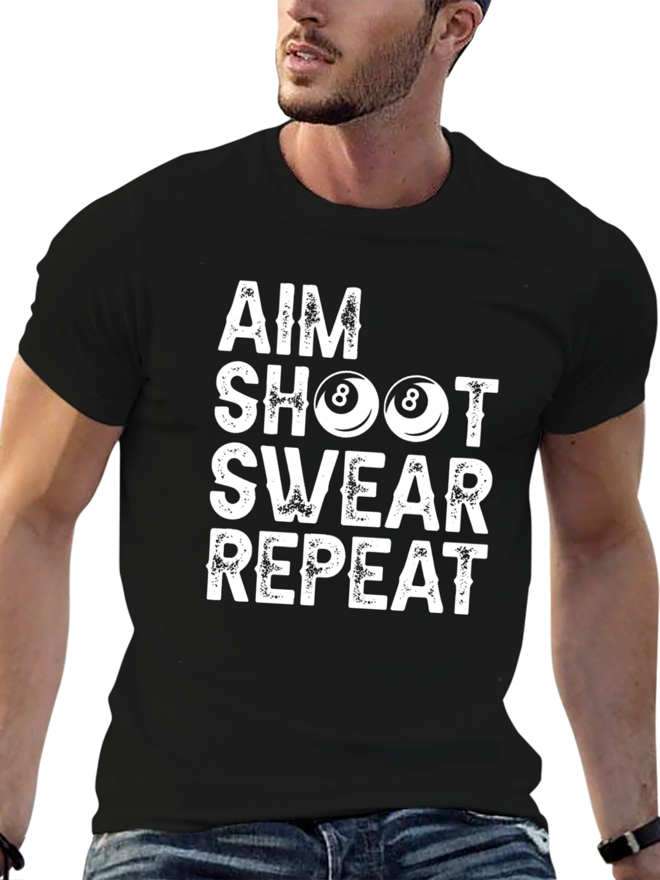Aim Shoot Swear Repeat Billiards T-Shirt