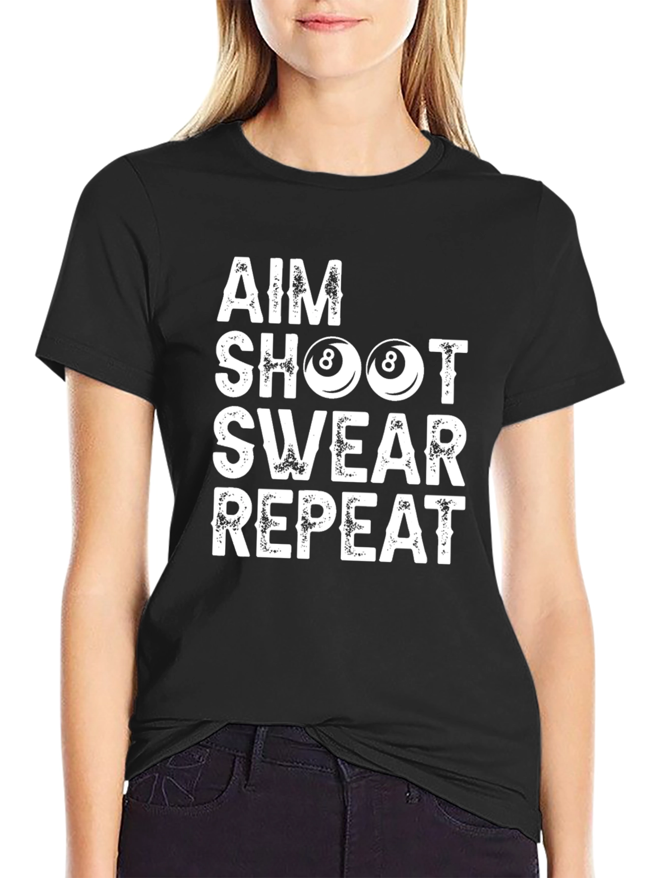 Aim Shoot Swear Repeat Billiards T-Shirt