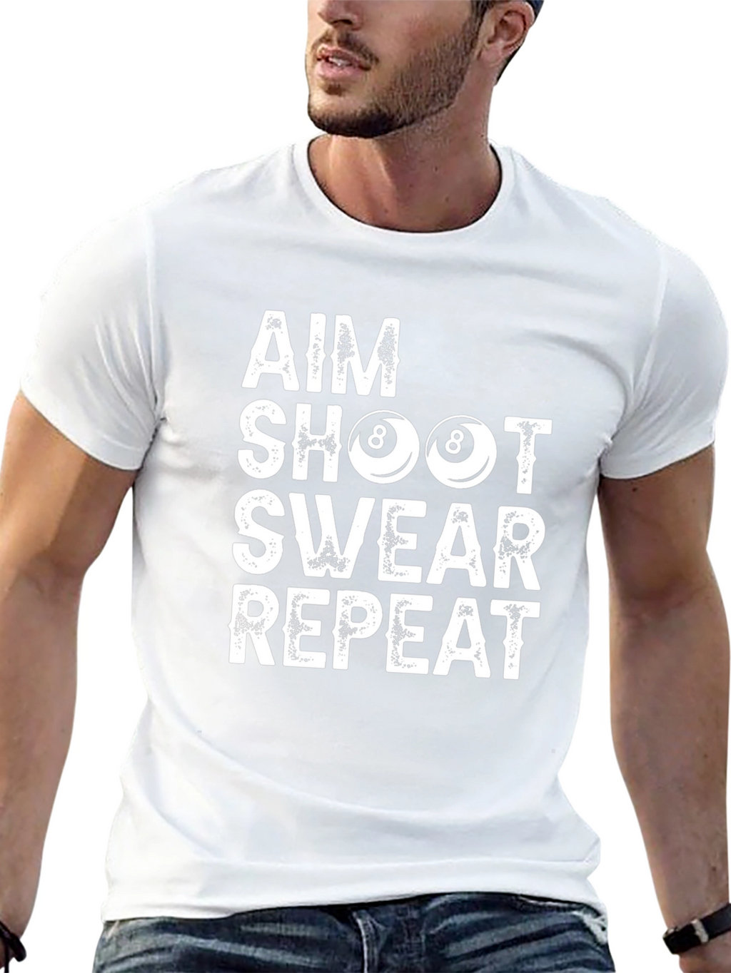Aim Shoot Swear Repeat Billiards T-Shirt