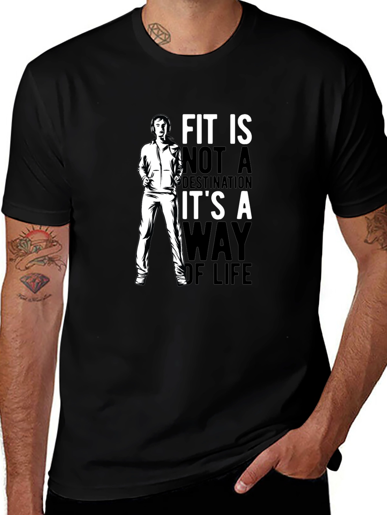 Fit is a Way of Life Graphic T-Shirt - Mens Black Tee