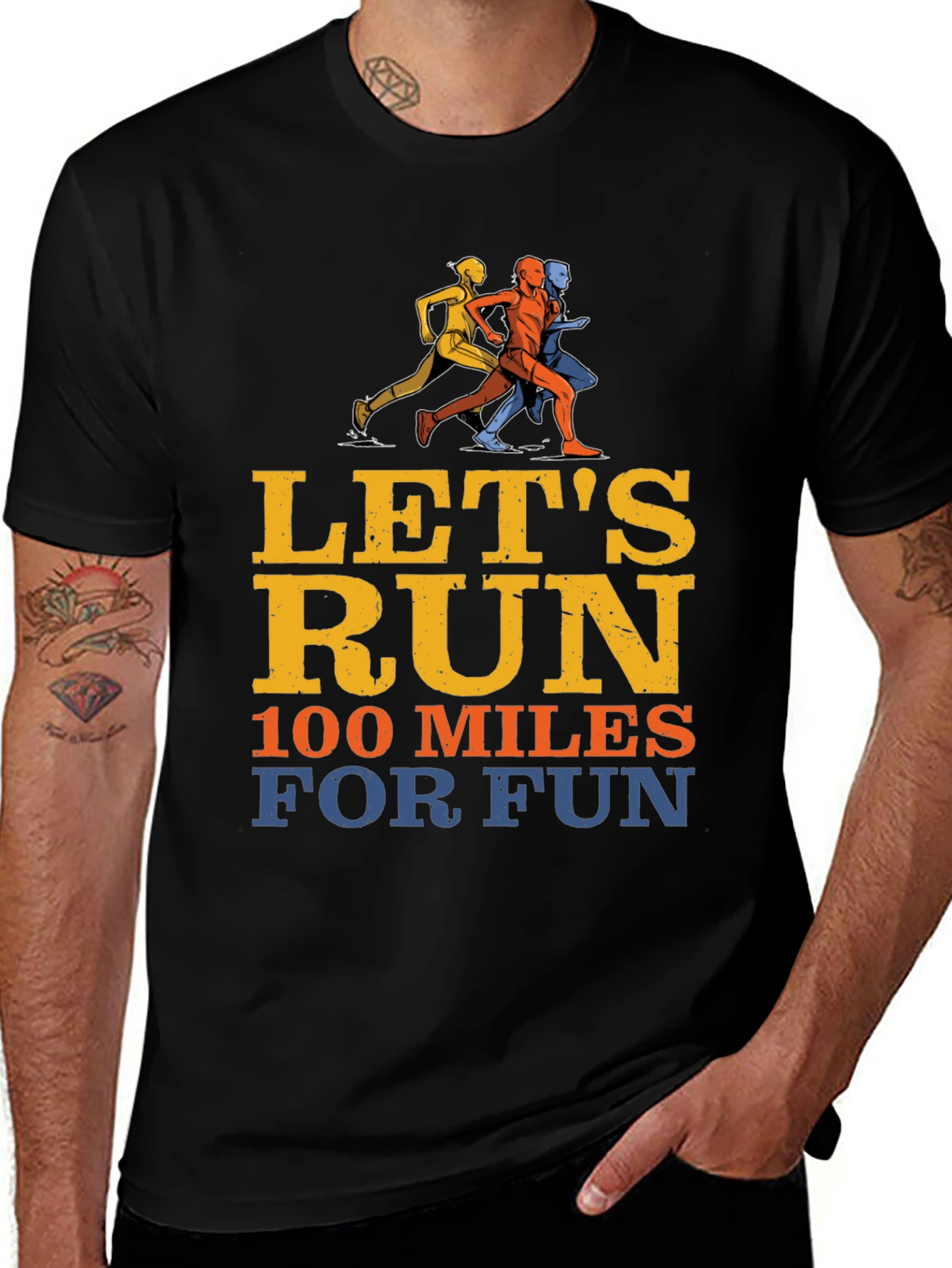 Lets Run T-Shirt - 100 Miles For Fun