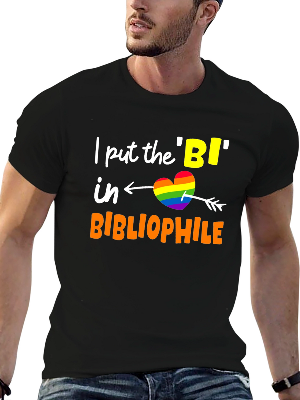Bi Bibliophile T-Shirt LGBTQ Pride Heart