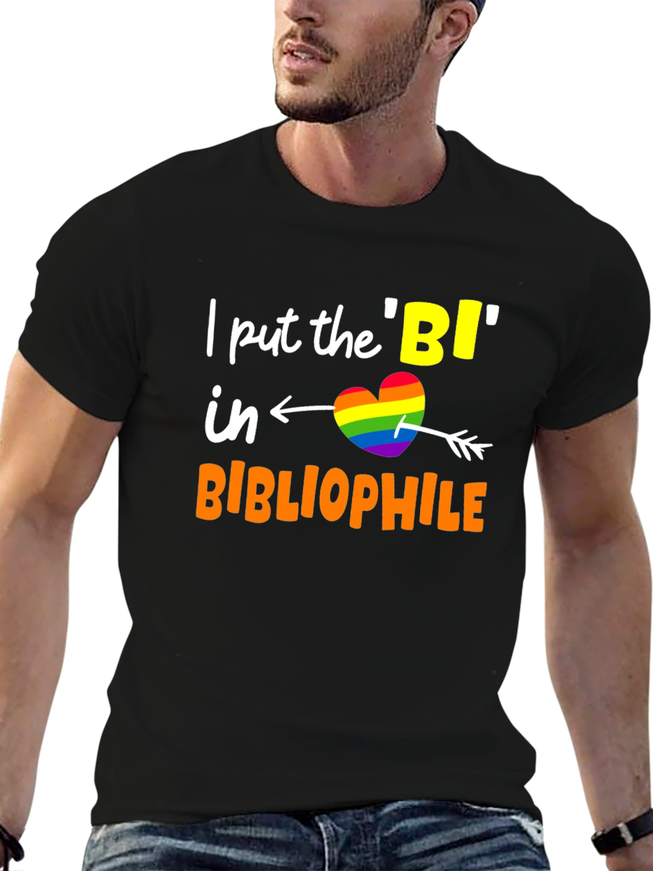 Bi Bibliophile T-Shirt LGBTQ Pride Heart