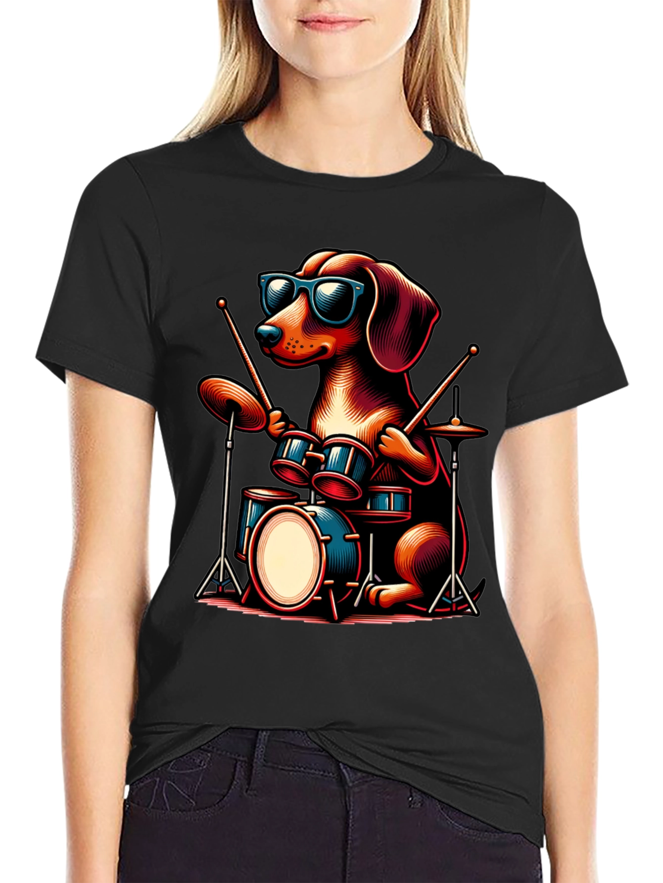 Dog Drummer T-Shirt - Cool Canine Musician Tee