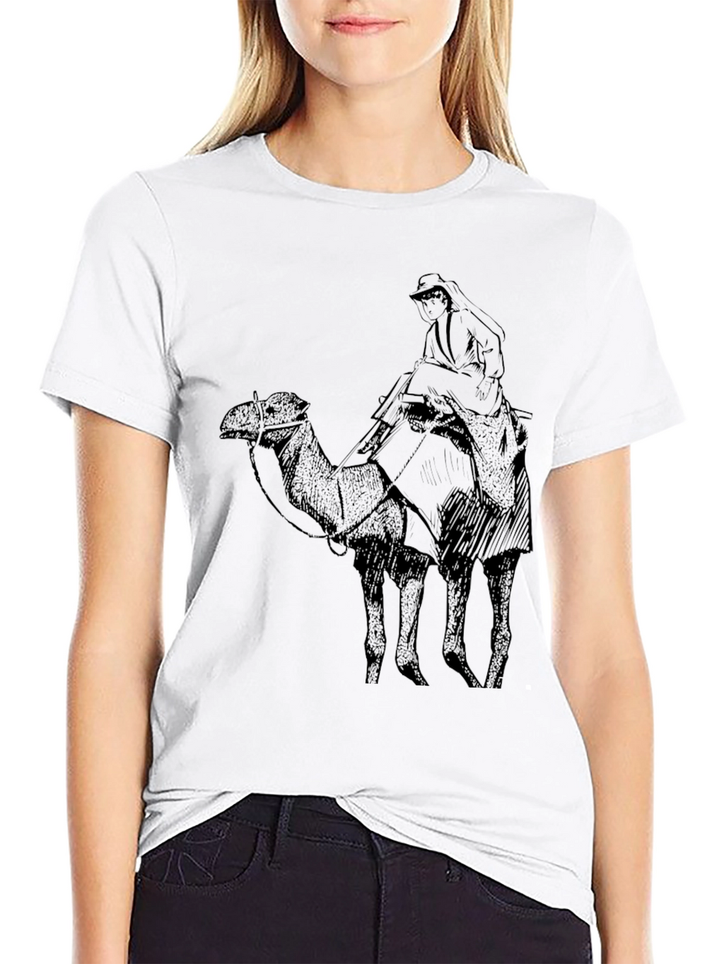 Camel Rider Graphic Tee - Classic Black Cotton