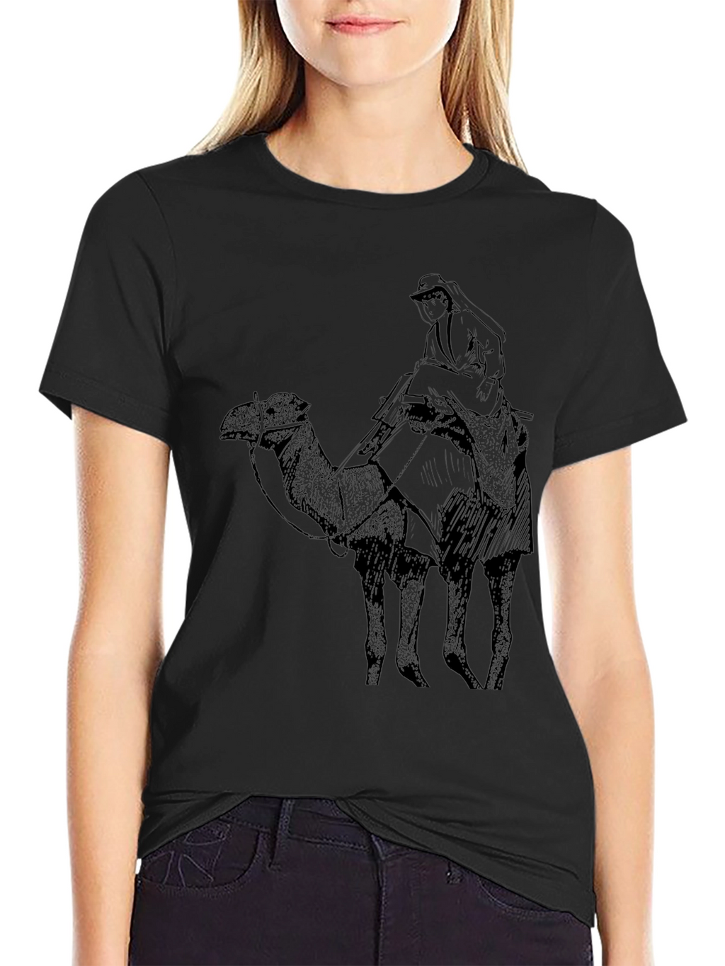 Camel Rider Graphic Tee - Classic Black Cotton