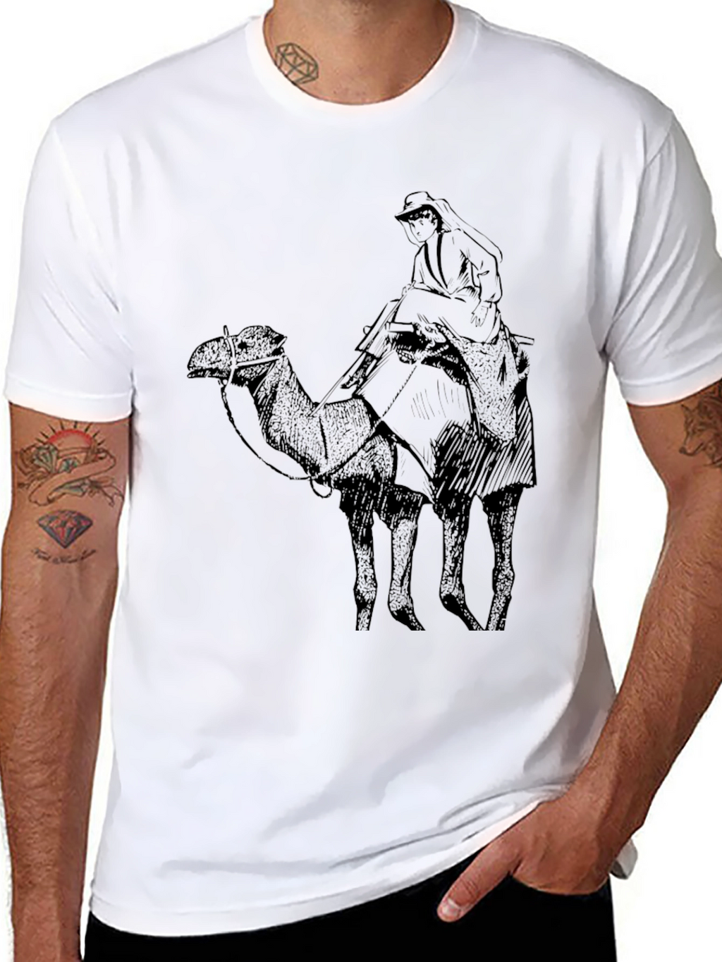 Camel Rider Graphic Tee - Classic Black Cotton