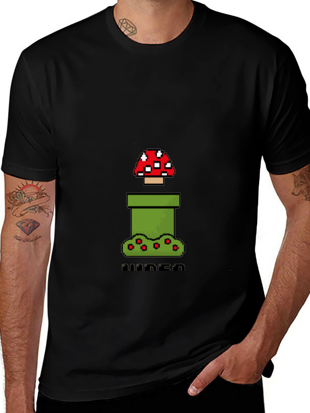 Pixel Mushroom Black T-Shirt - Gamer Style