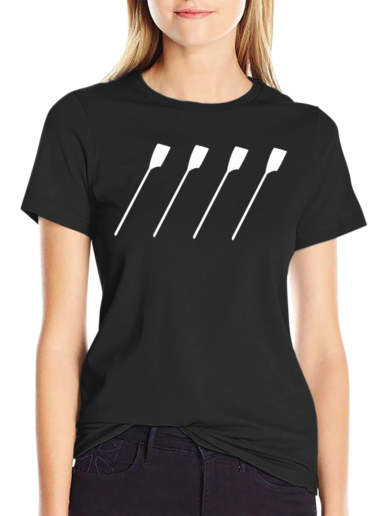 Rowing Oars Graphic Tee - Black Cotton T-Shirt